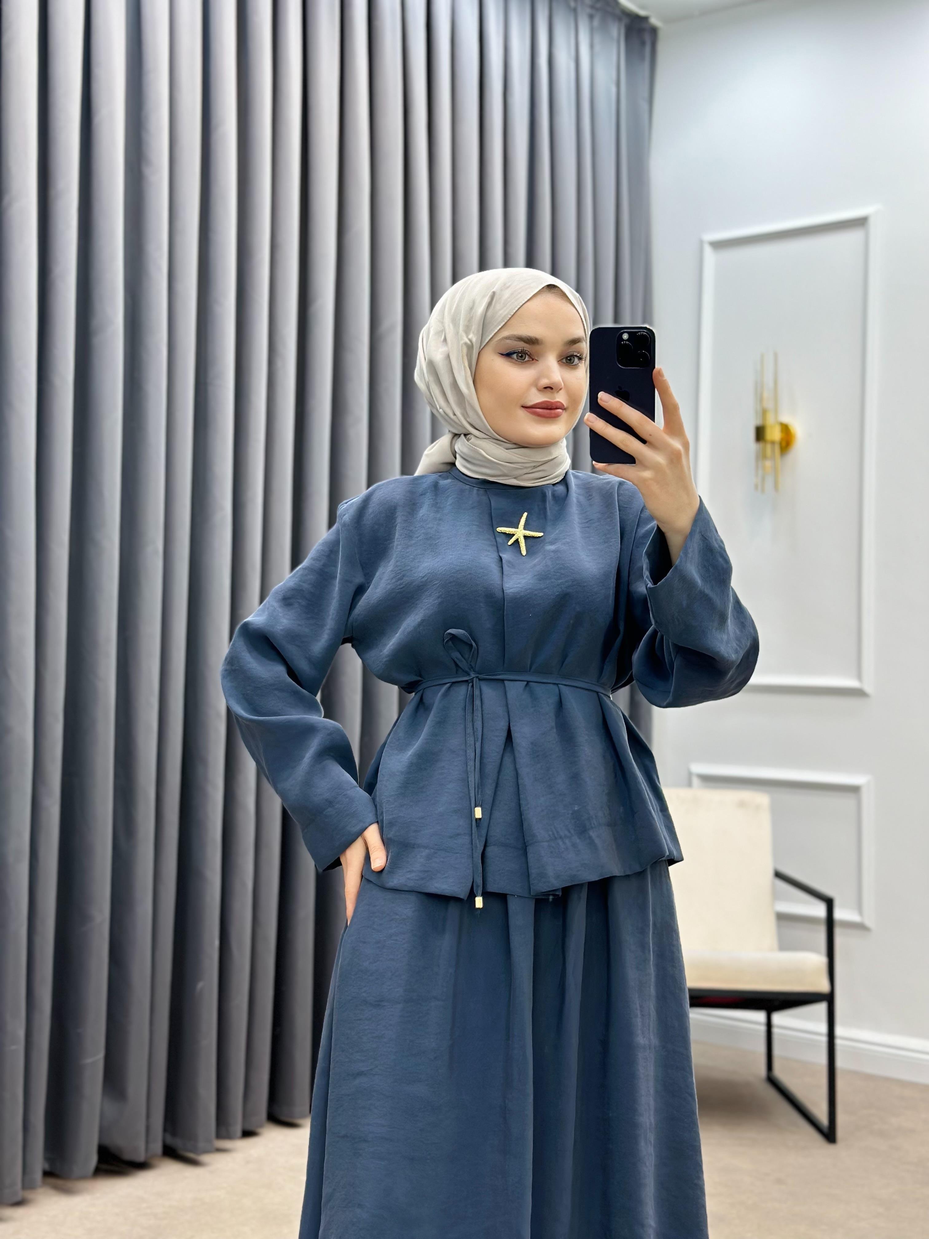 SARA MODAL ETEKLİ TAKIM İNDİGO