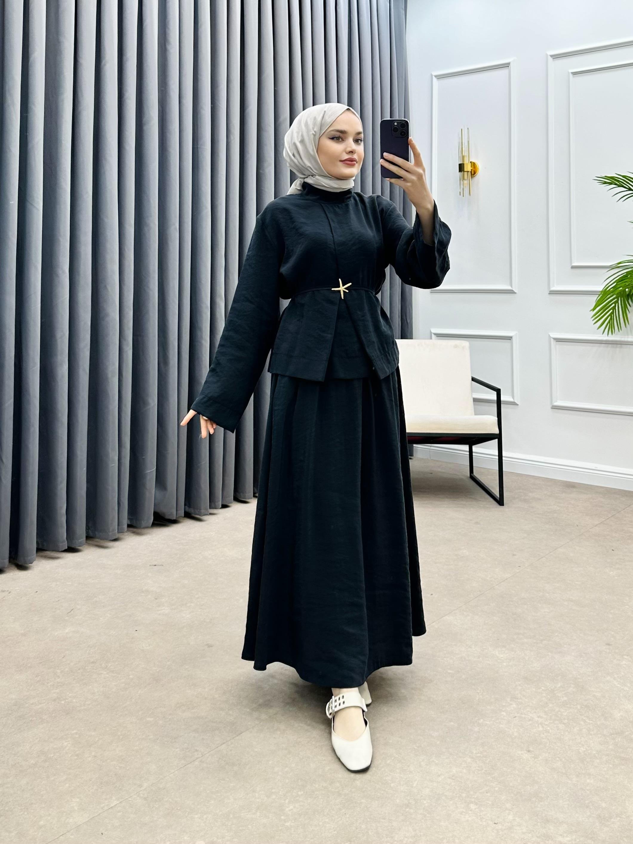 SARA MODAL ETEKLİ TAKIM SİYAH