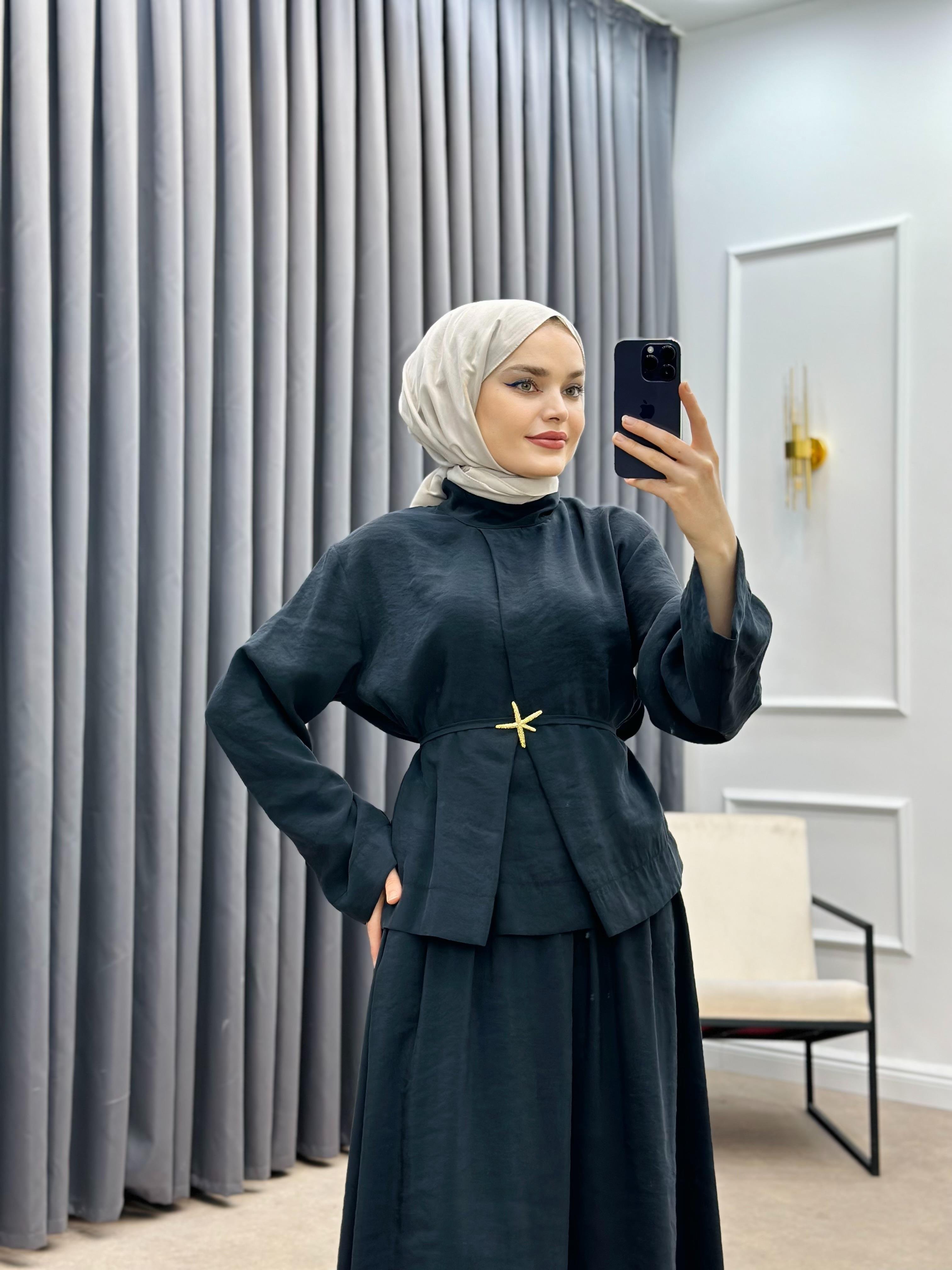 SARA MODAL ETEKLİ TAKIM SİYAH