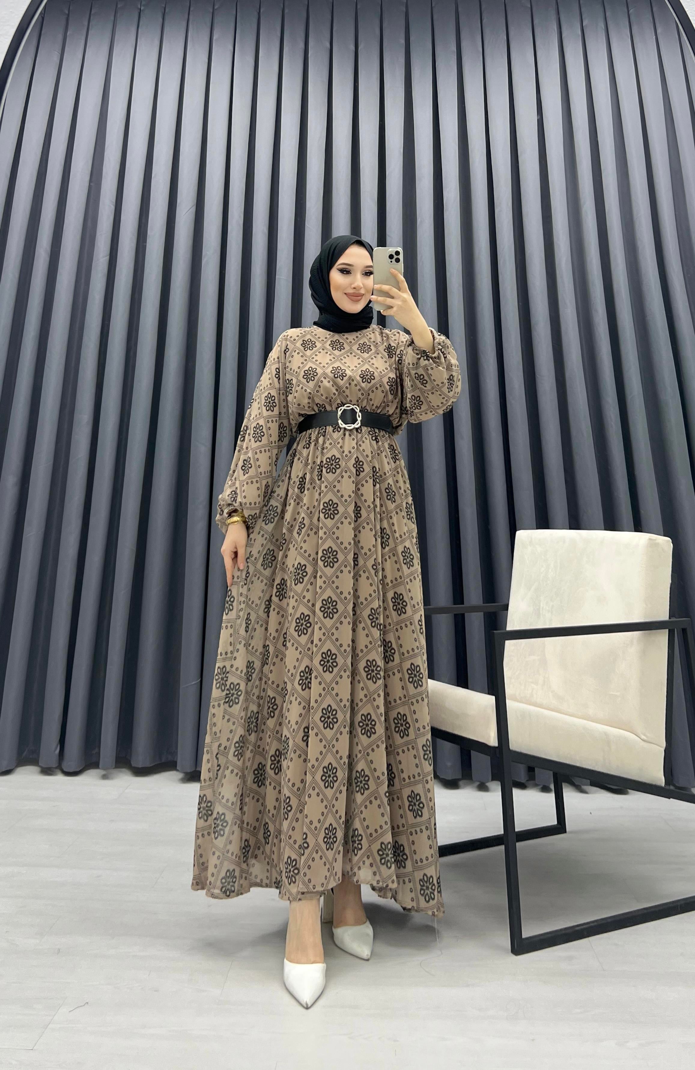 SEMA MODEL ELBİSE KAHVERENGİ