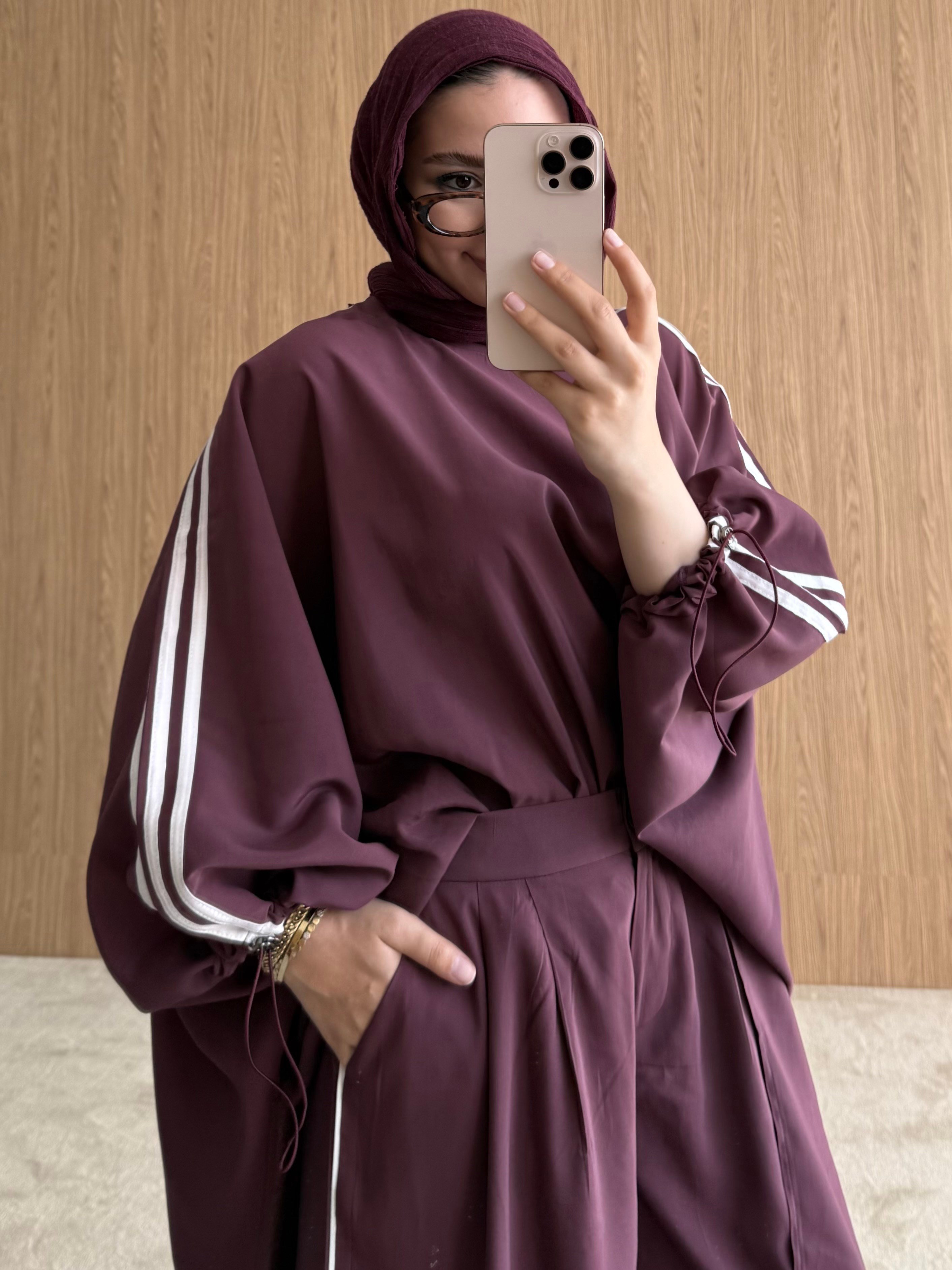 ŞERİTLİ PELERİN TAKIM BORDO