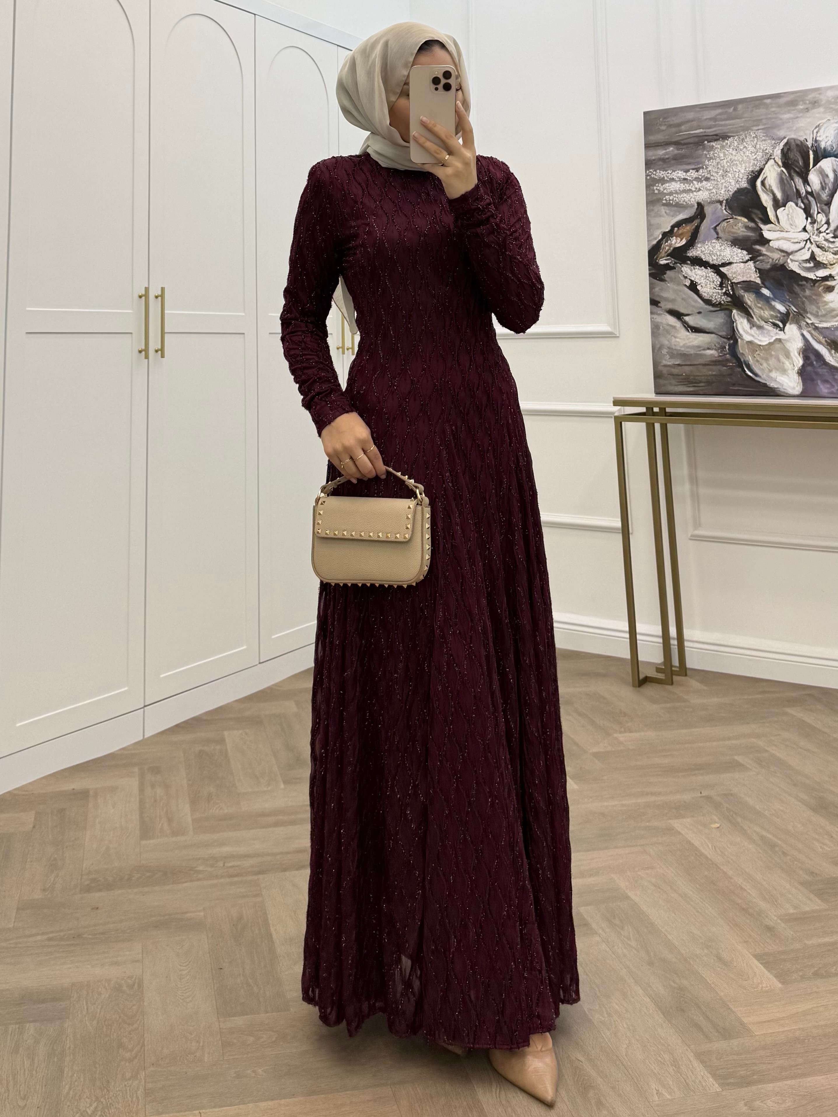 SİMLİ BALIK MODEL ELBİSE BORDO