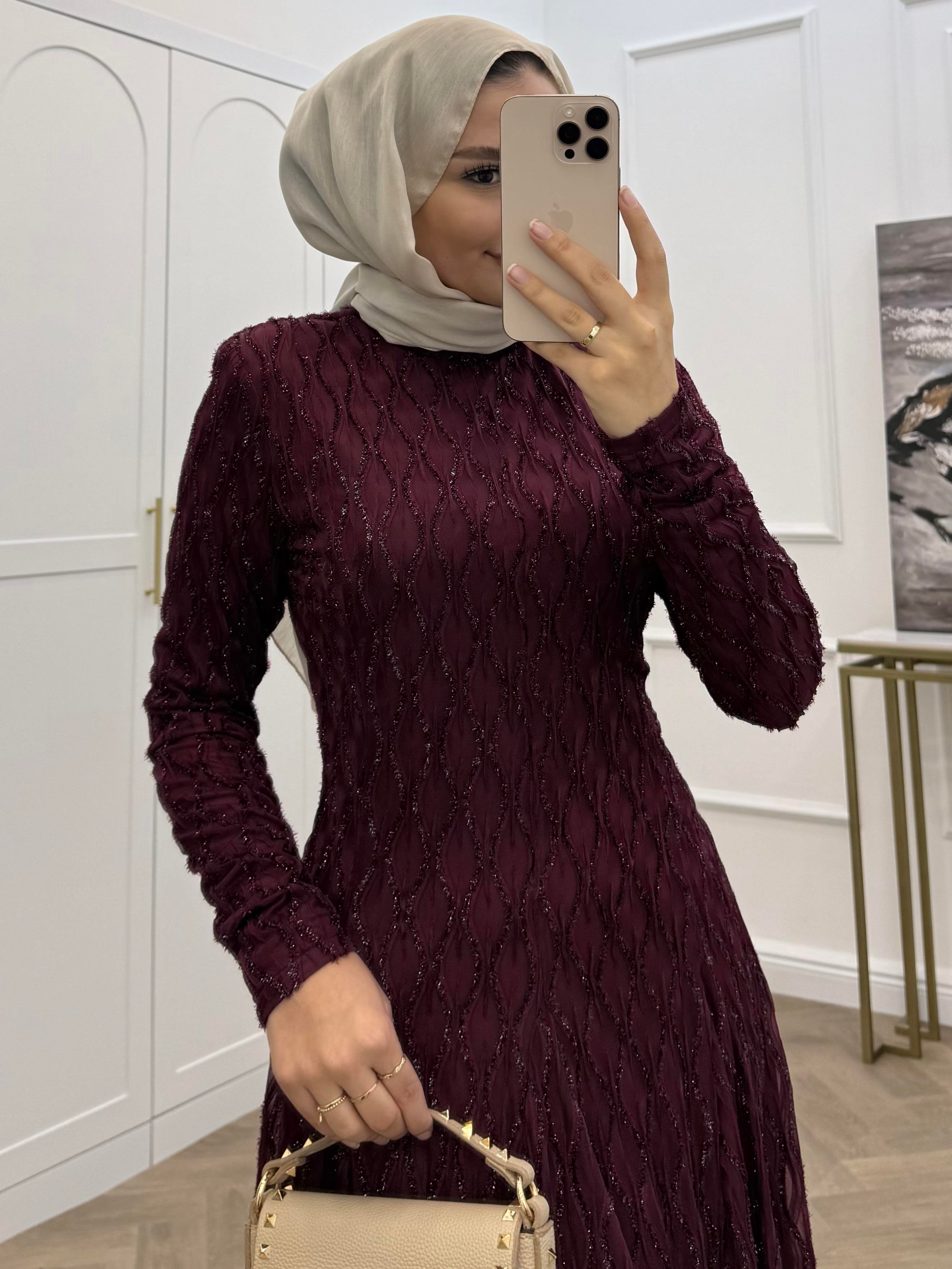 SİMLİ BALIK MODEL ELBİSE BORDO