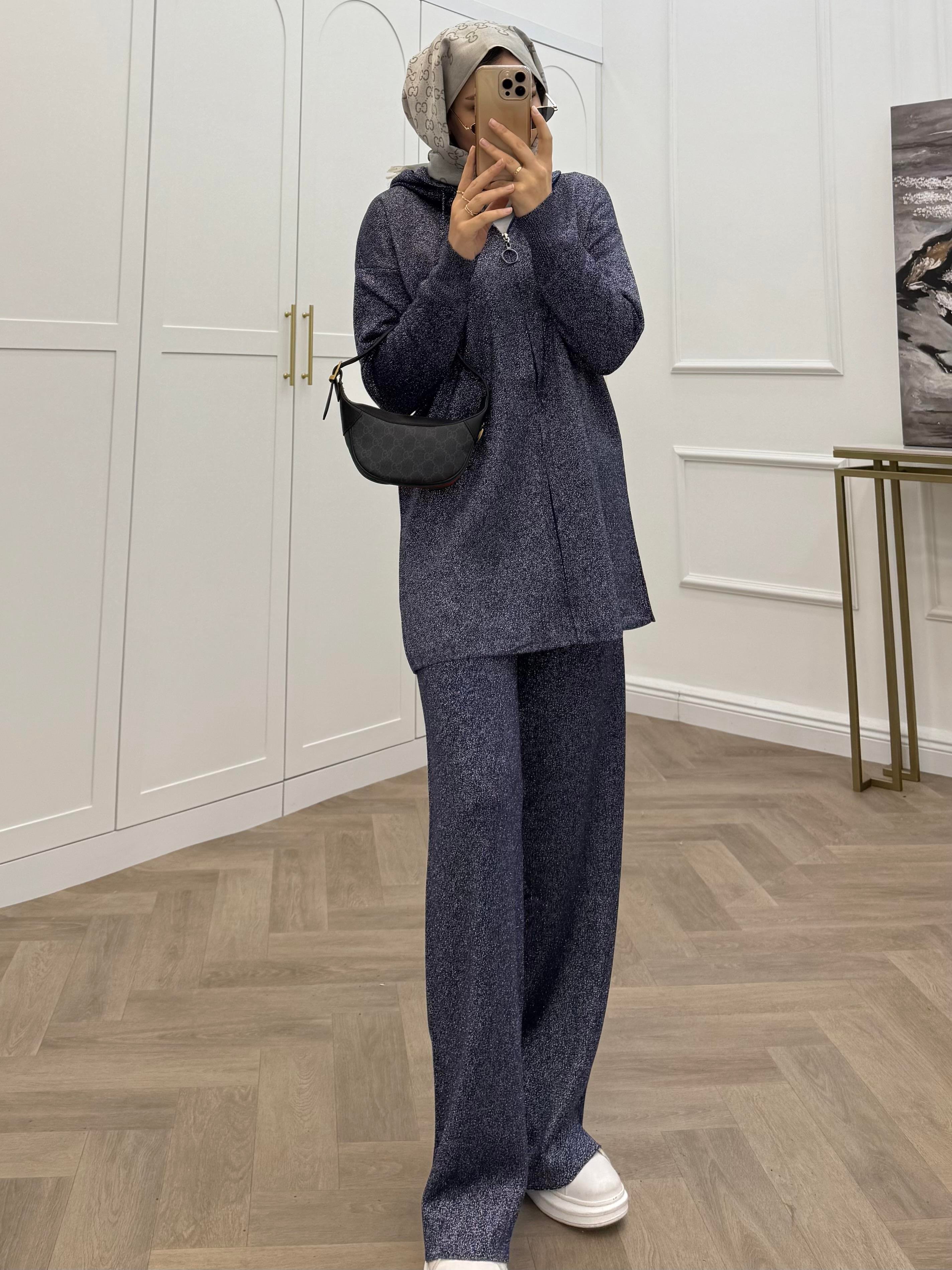 SİMLİ ÇELİK ÖRME TAKIM LACİVERT