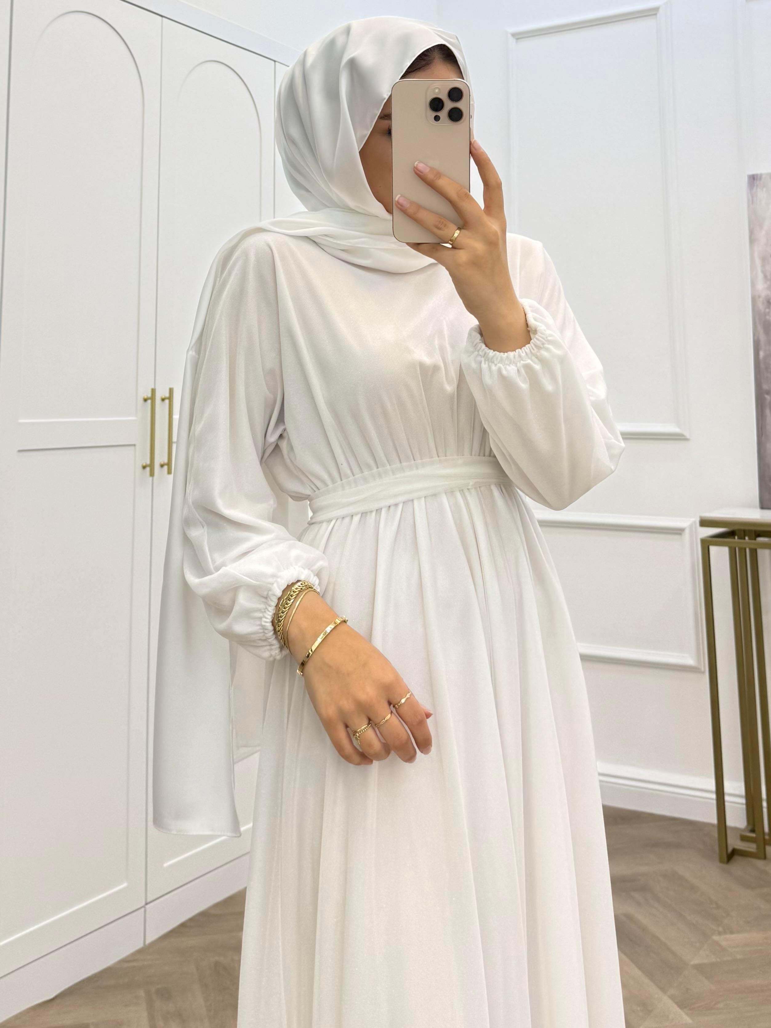 SİMLİ TÜL ELBİSE BEYAZ