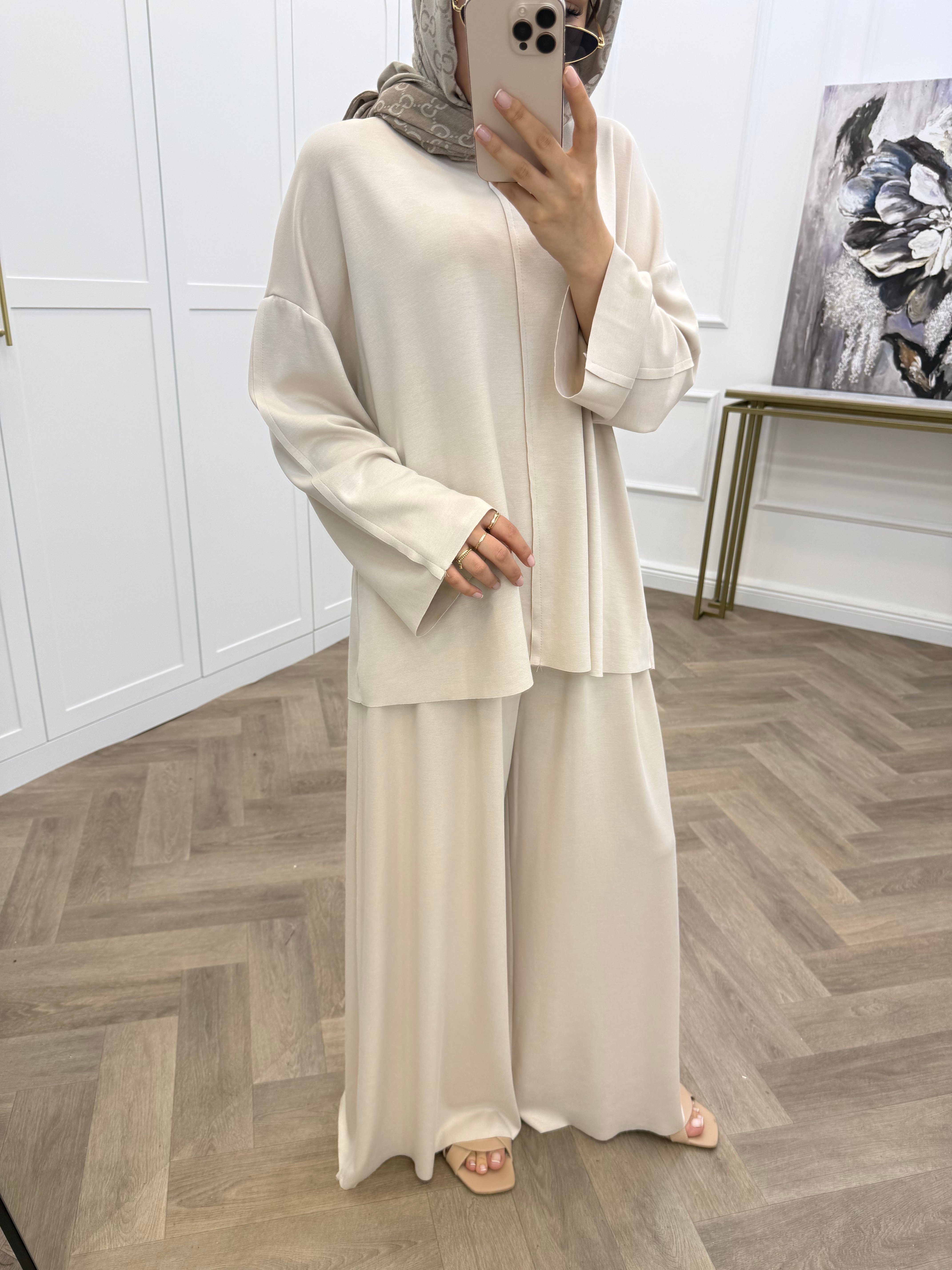 SOFT TOUCH PANTOLONLU TAKIM EKRU