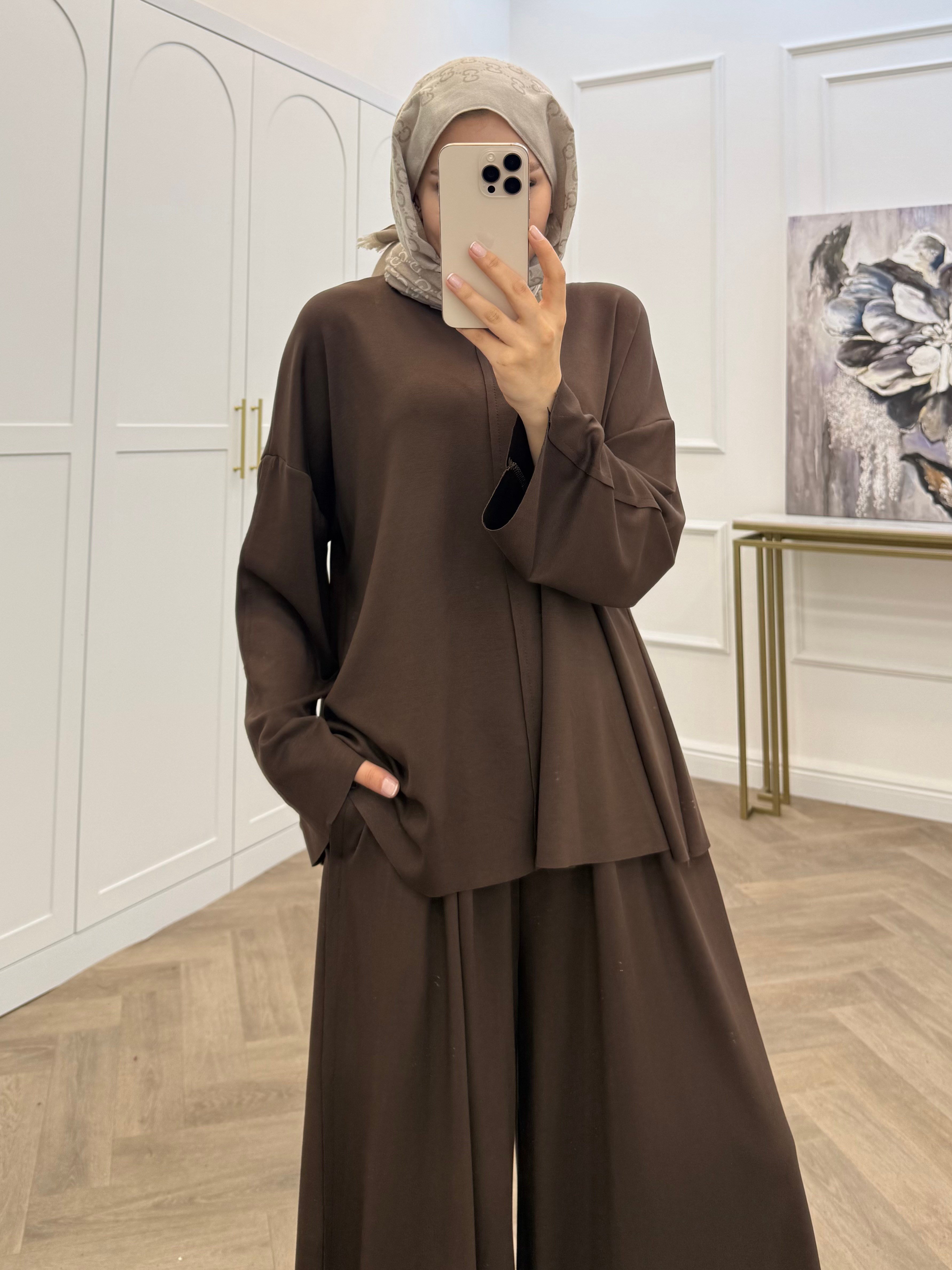 SOFT TOUCH PANTOLONLU TAKIM KAHVE
