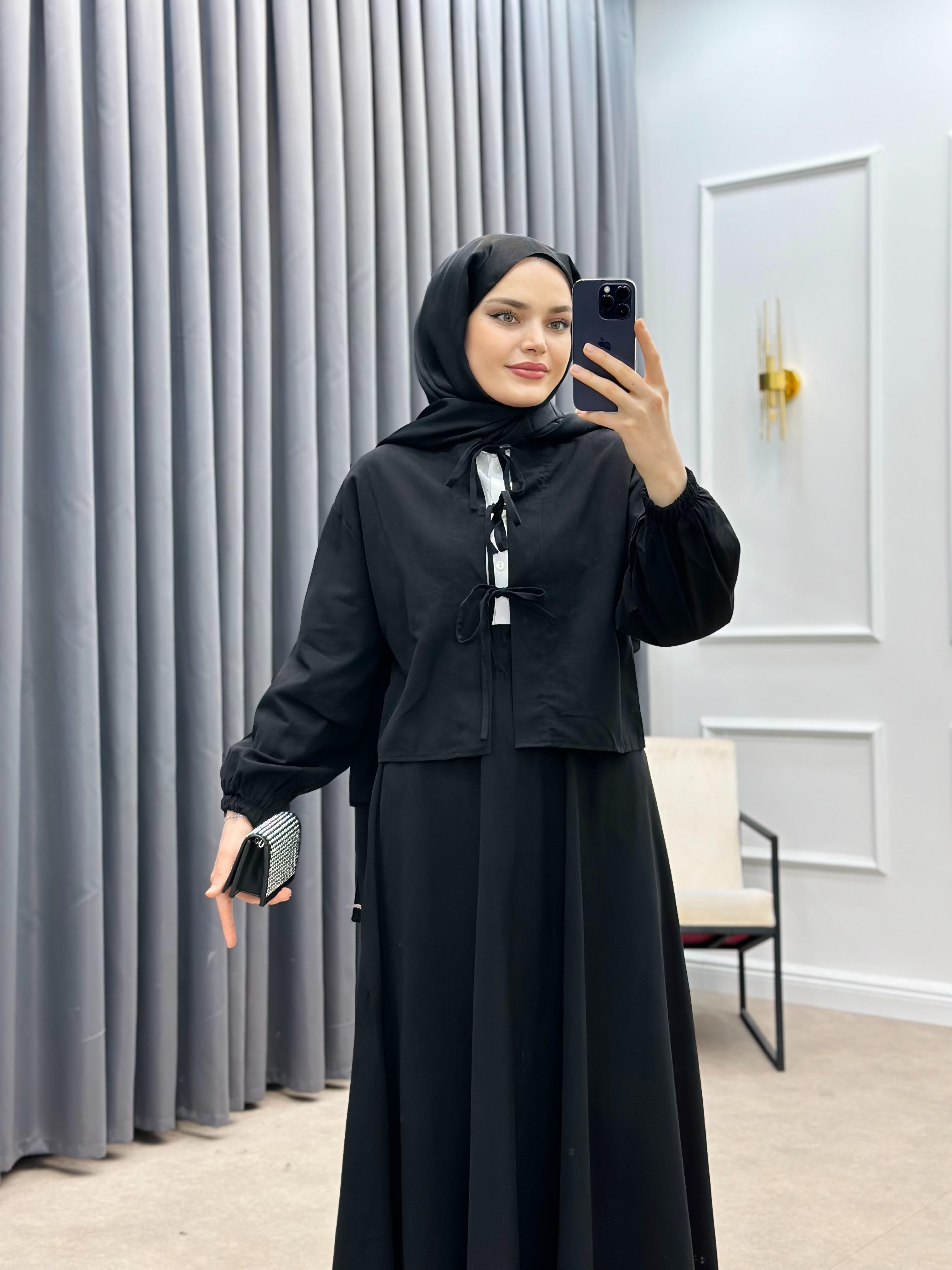 SOVE ETEKLİ KETEN TAKIM SİYAH