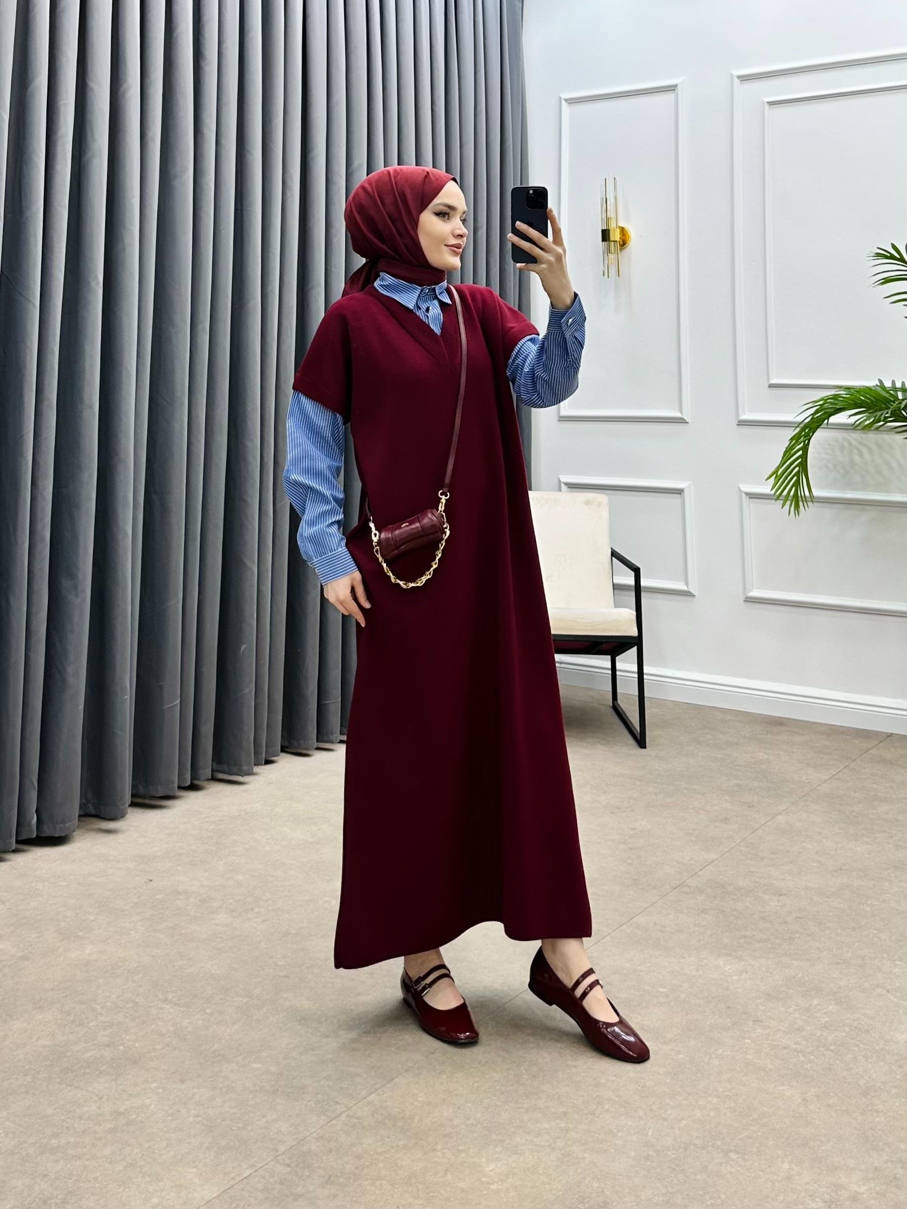 SÜVETER ELBİSE BORDO