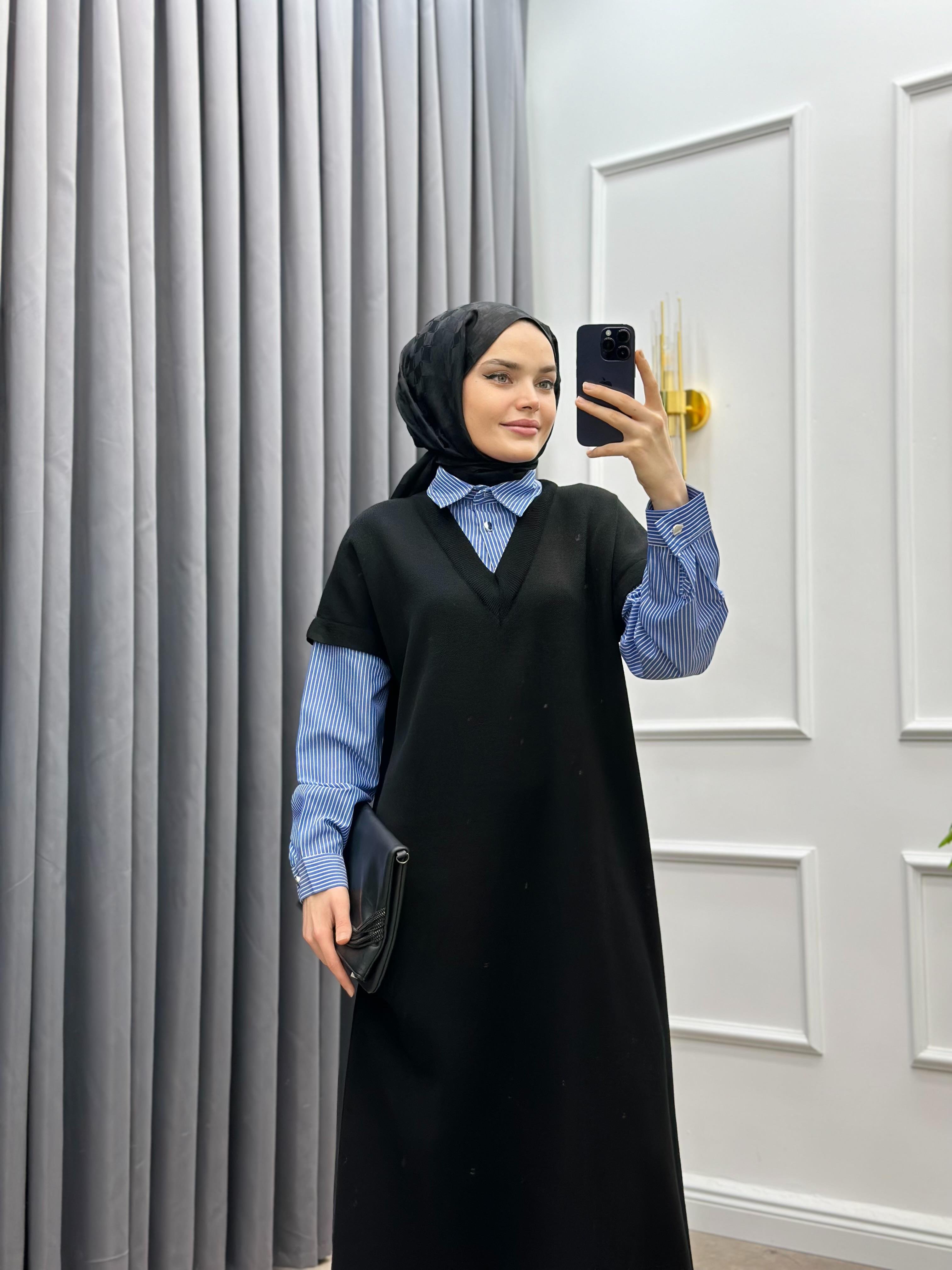 SÜVETER ELBİSE SİYAH