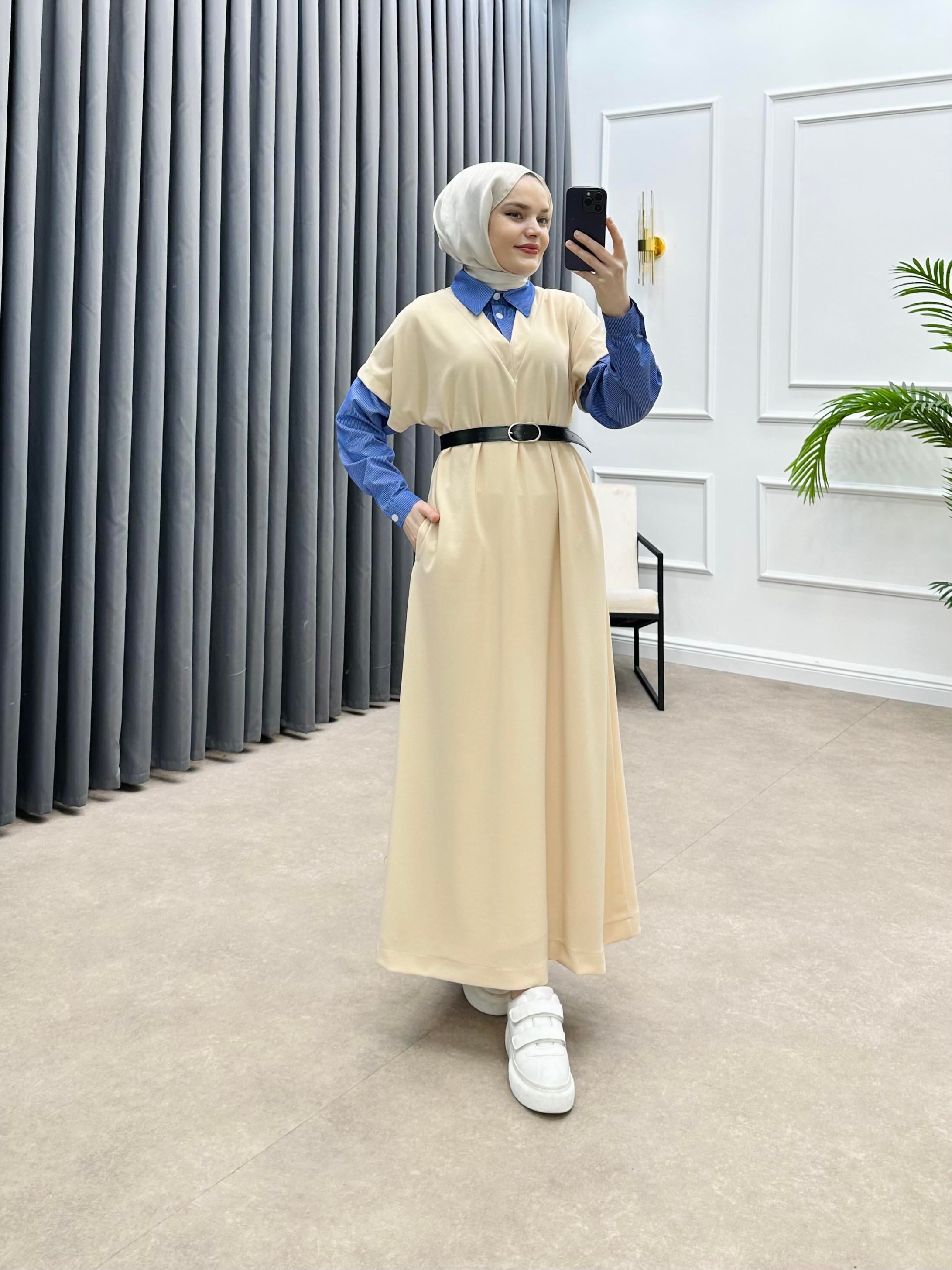 SÜVETER KREP ELBİSE TAŞ