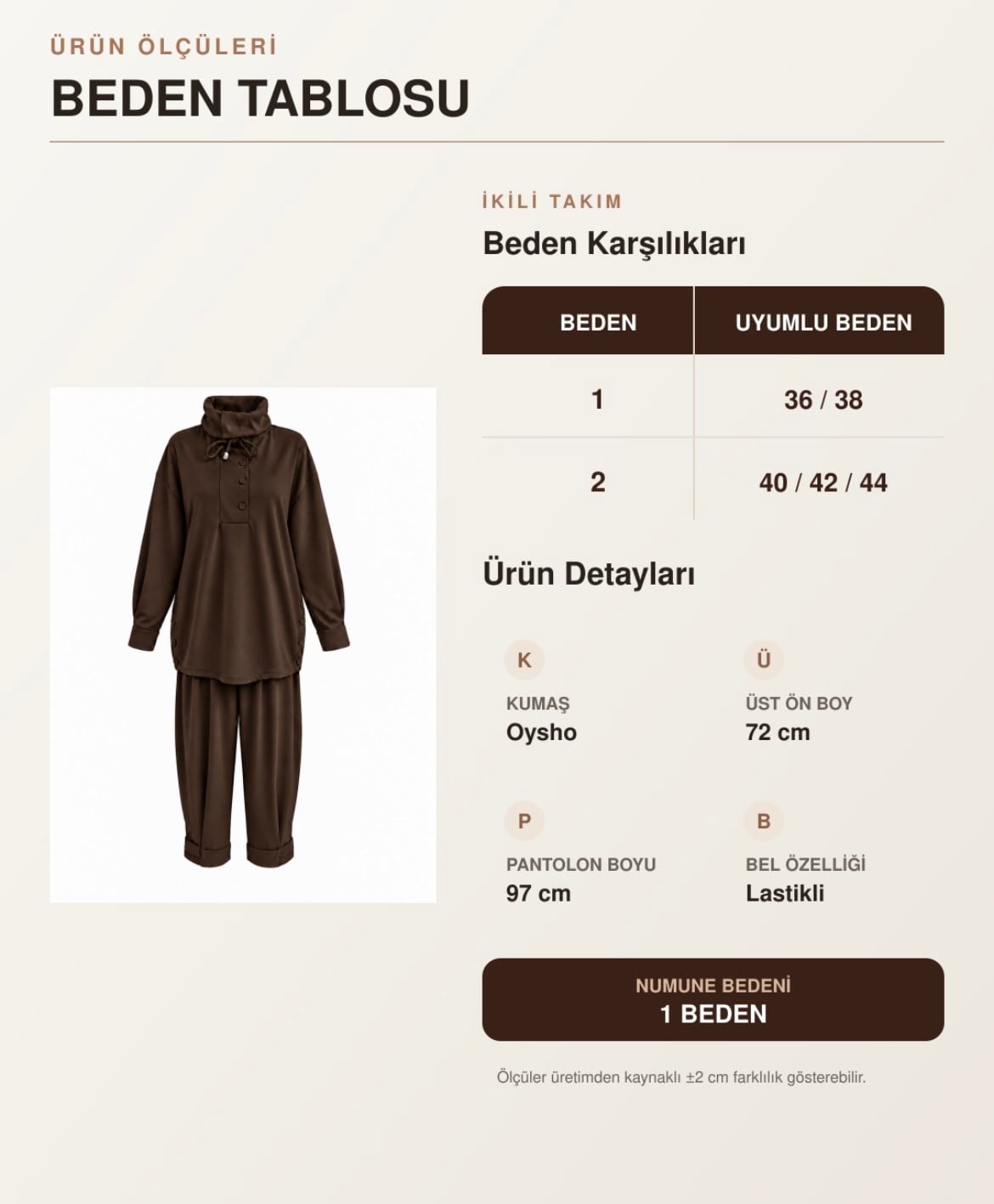 TACİ SCUBA DİK YAKA OYSHO TAKIM KAHVE