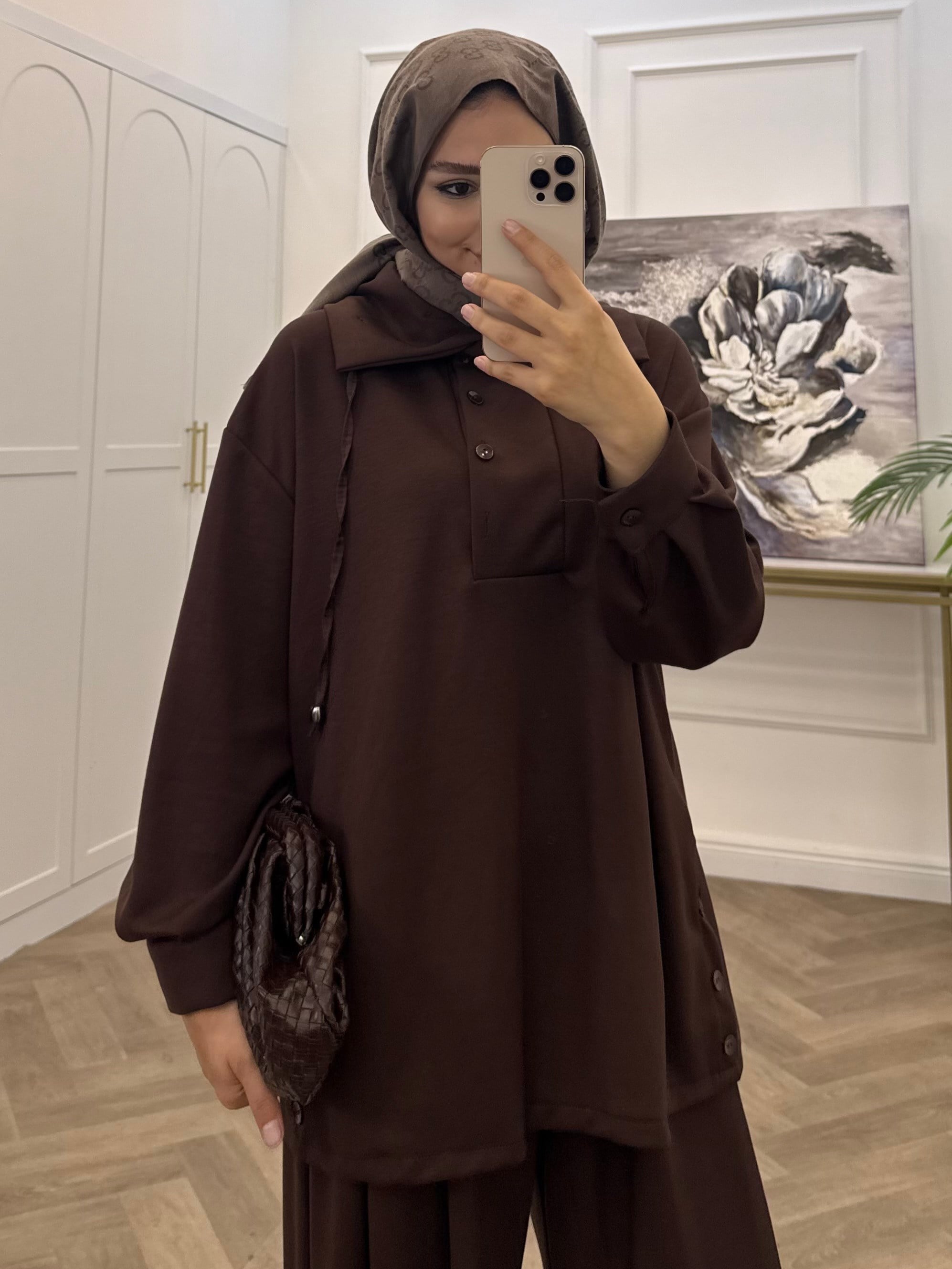TACİ SCUBA DİK YAKA OYSHO TAKIM KAHVE