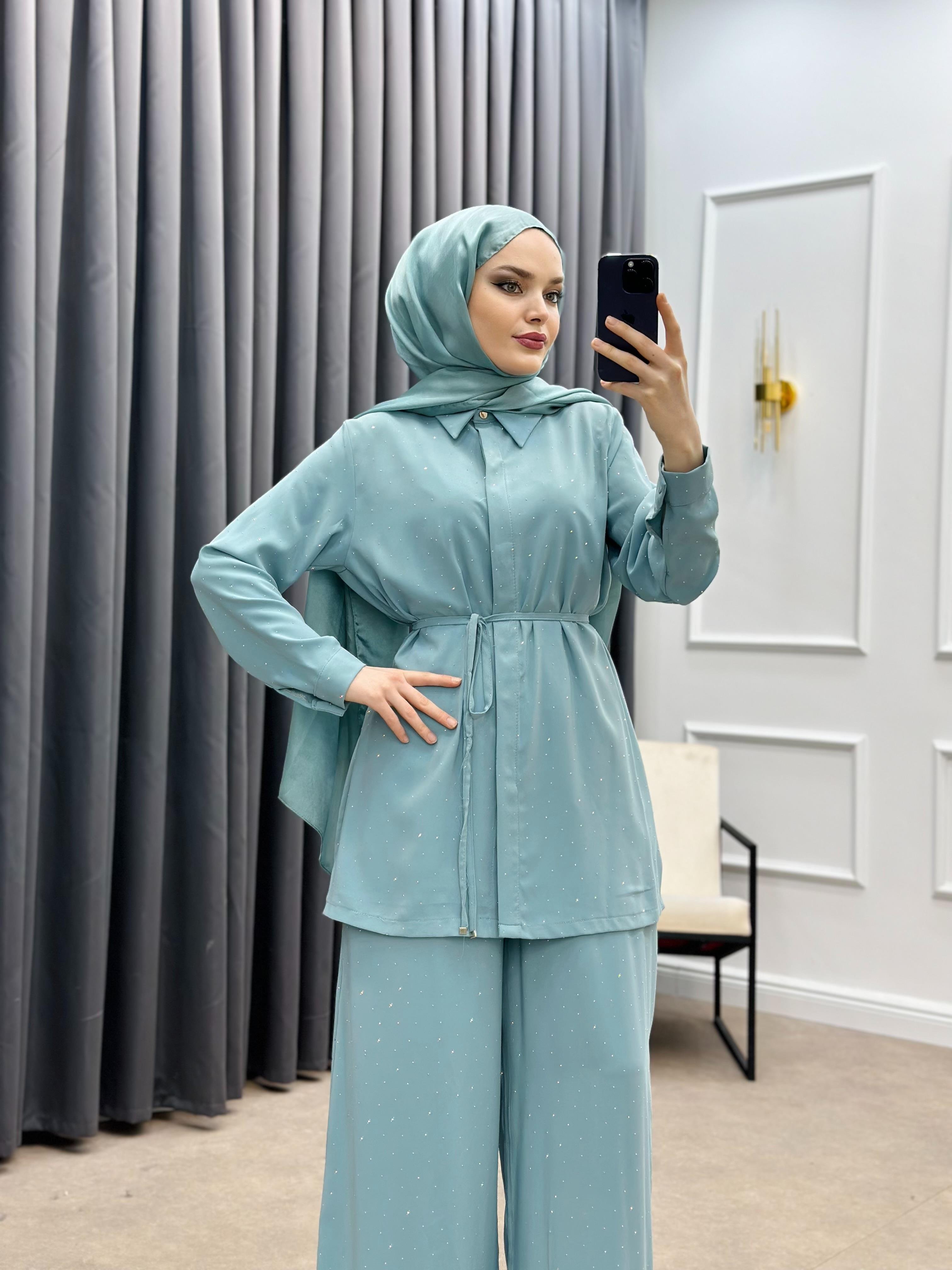 TAŞLI PANTOLONLU TAKIM MİNT