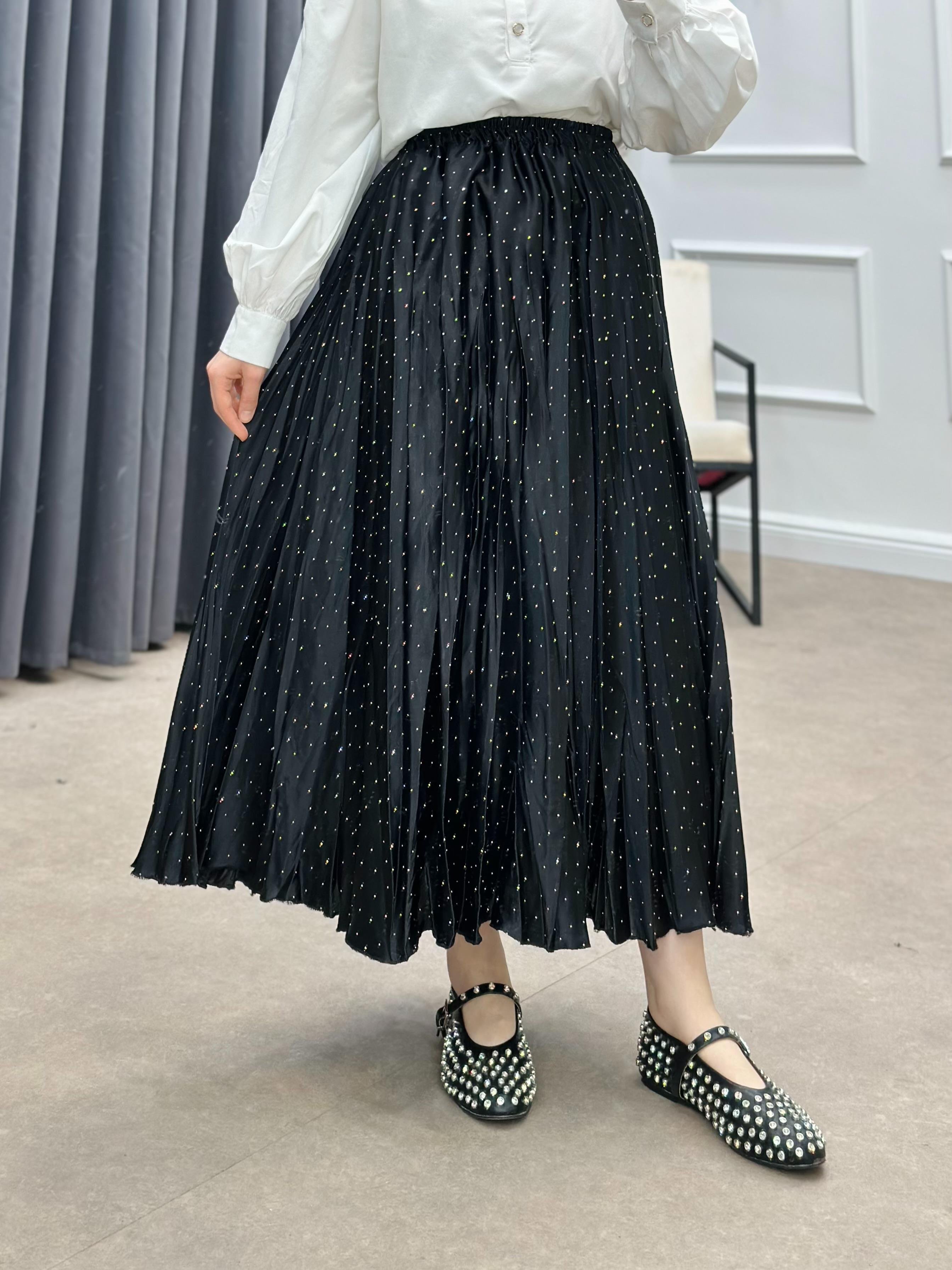 TAŞLI SATEN ETEK SİYAH