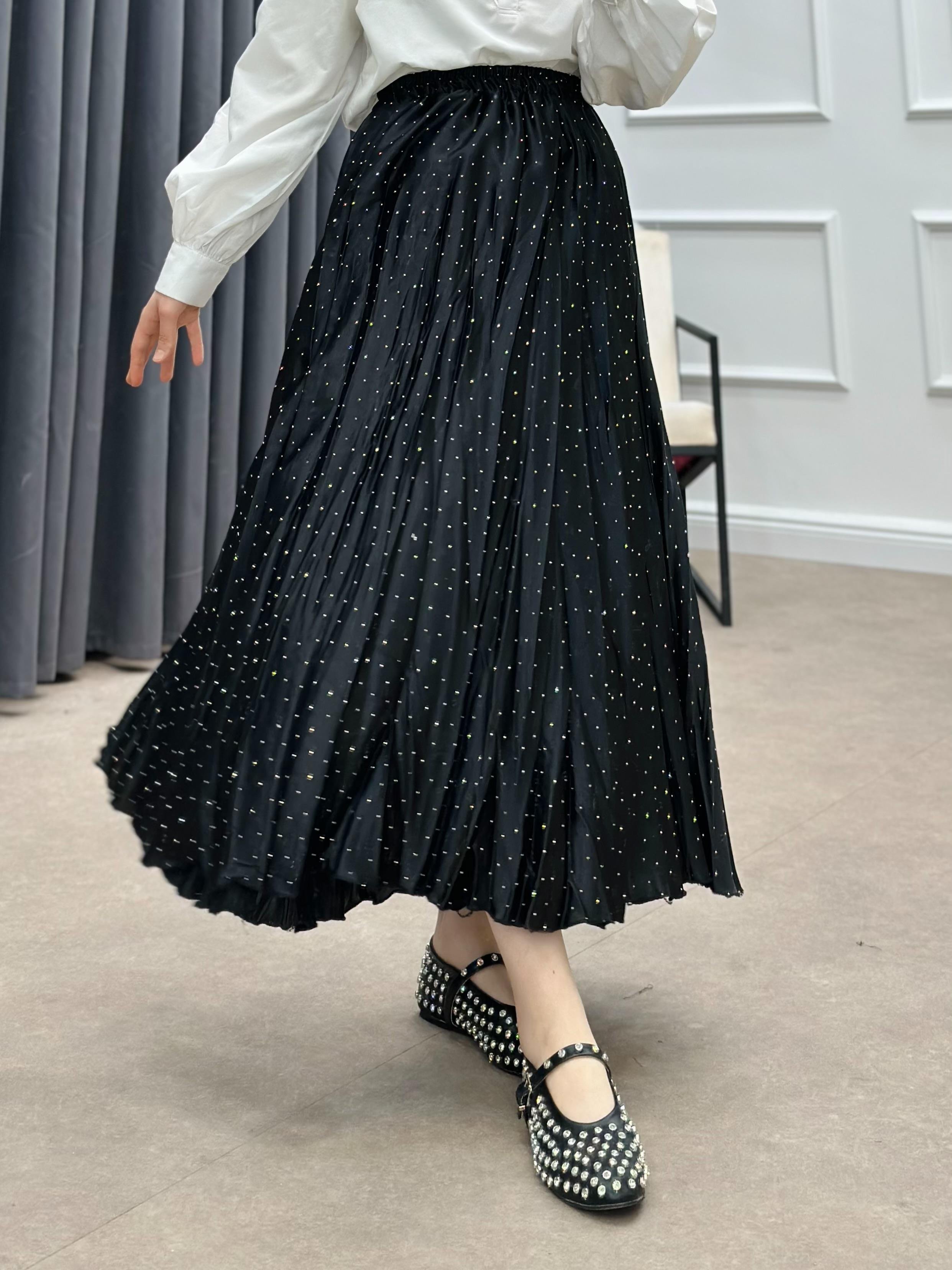 TAŞLI SATEN ETEK SİYAH