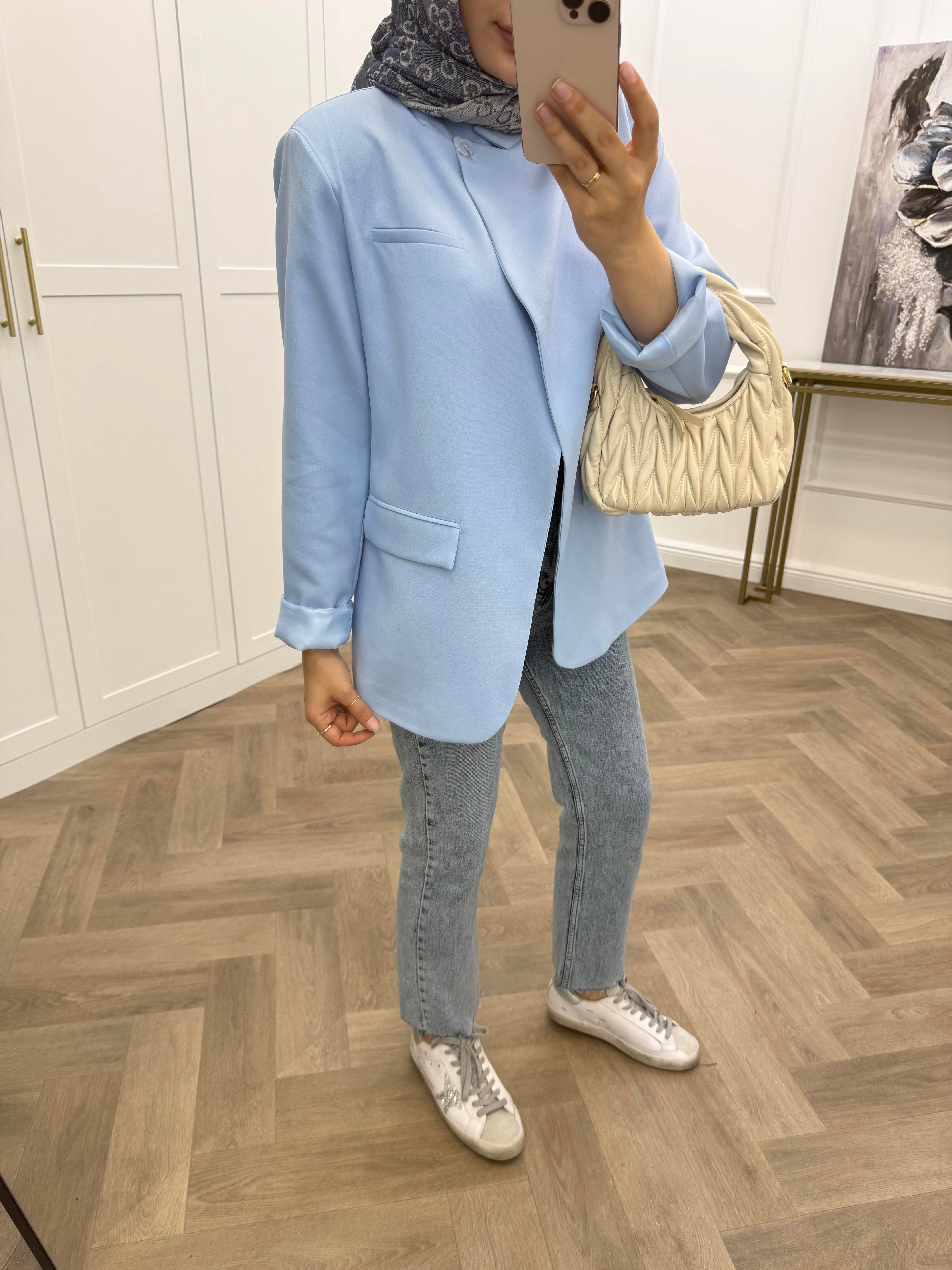 TEK DÜĞMELİ BLAZER CEKET BEBE MAVİSİ