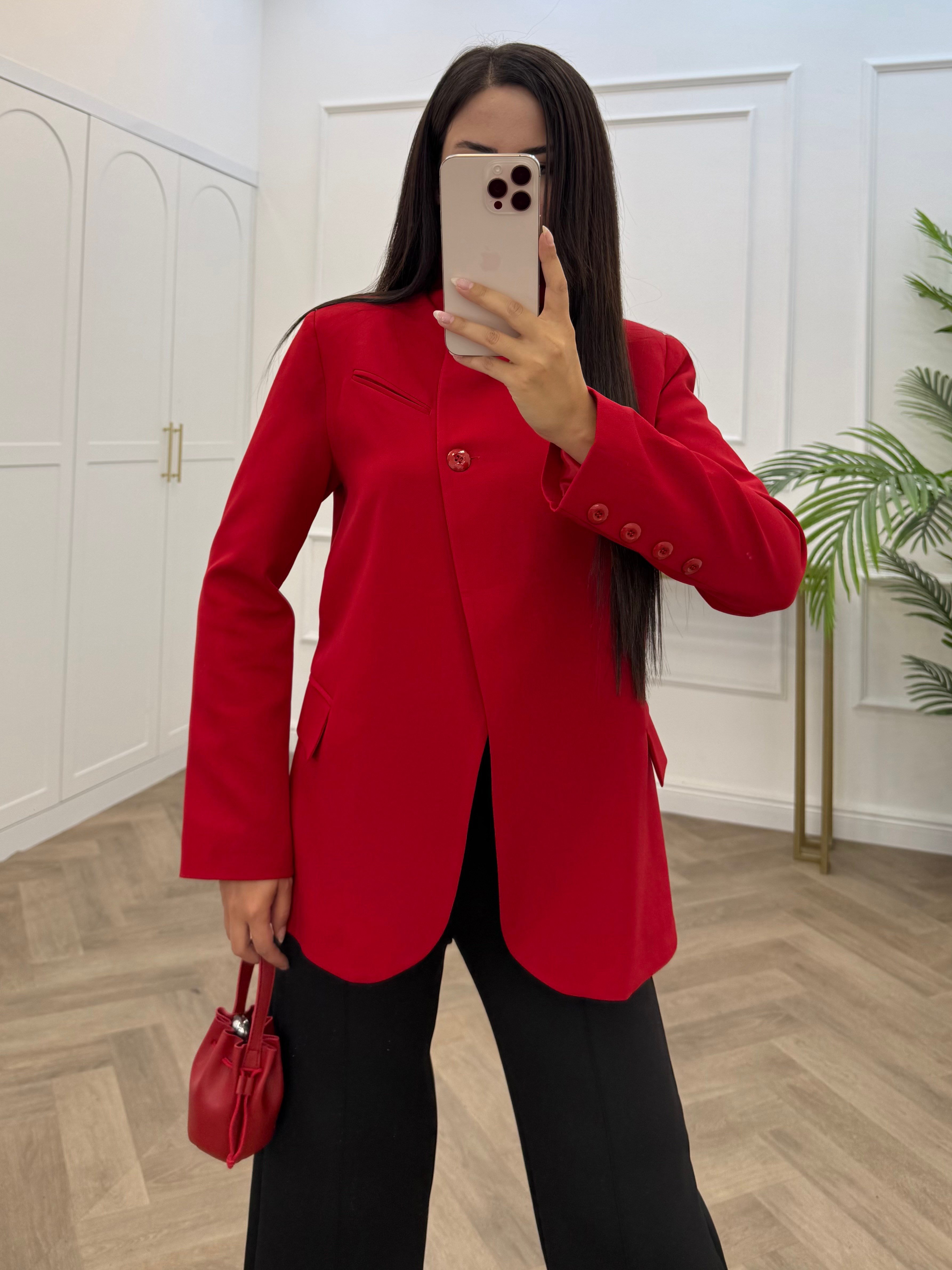 TEK DÜĞMELİ BLAZER CEKET KIRMIZI