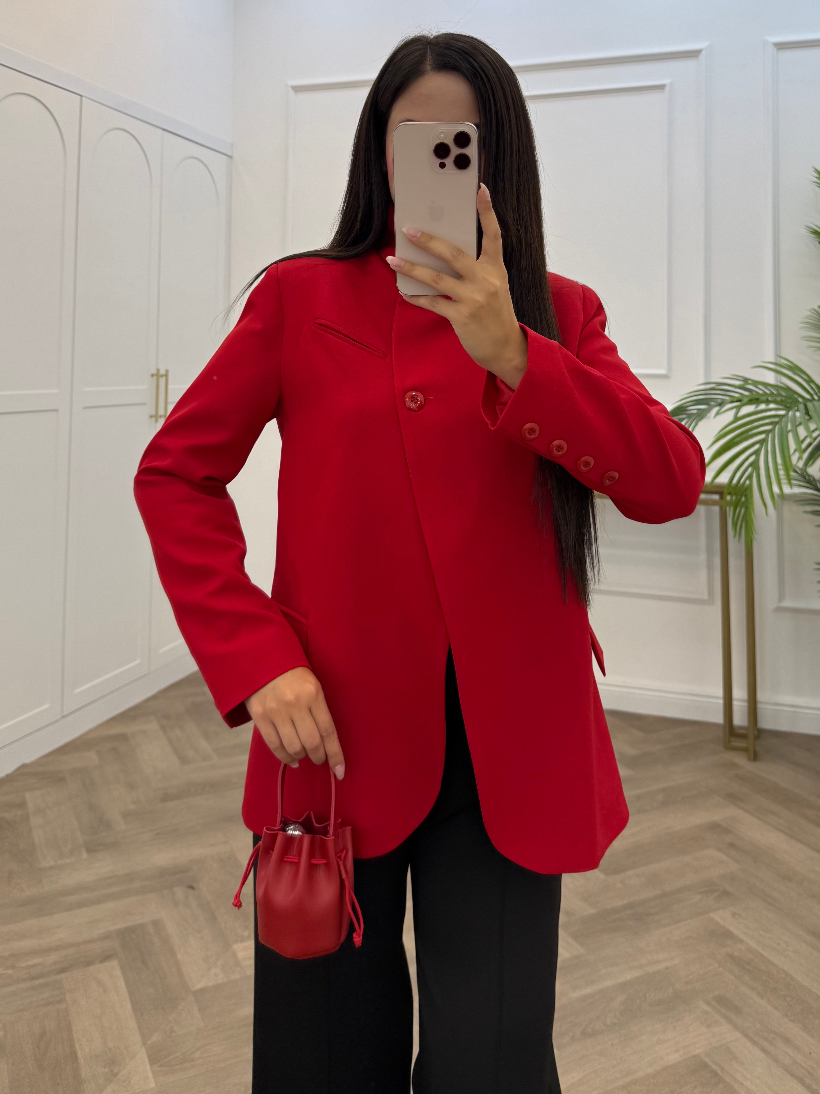 TEK DÜĞMELİ BLAZER CEKET KIRMIZI