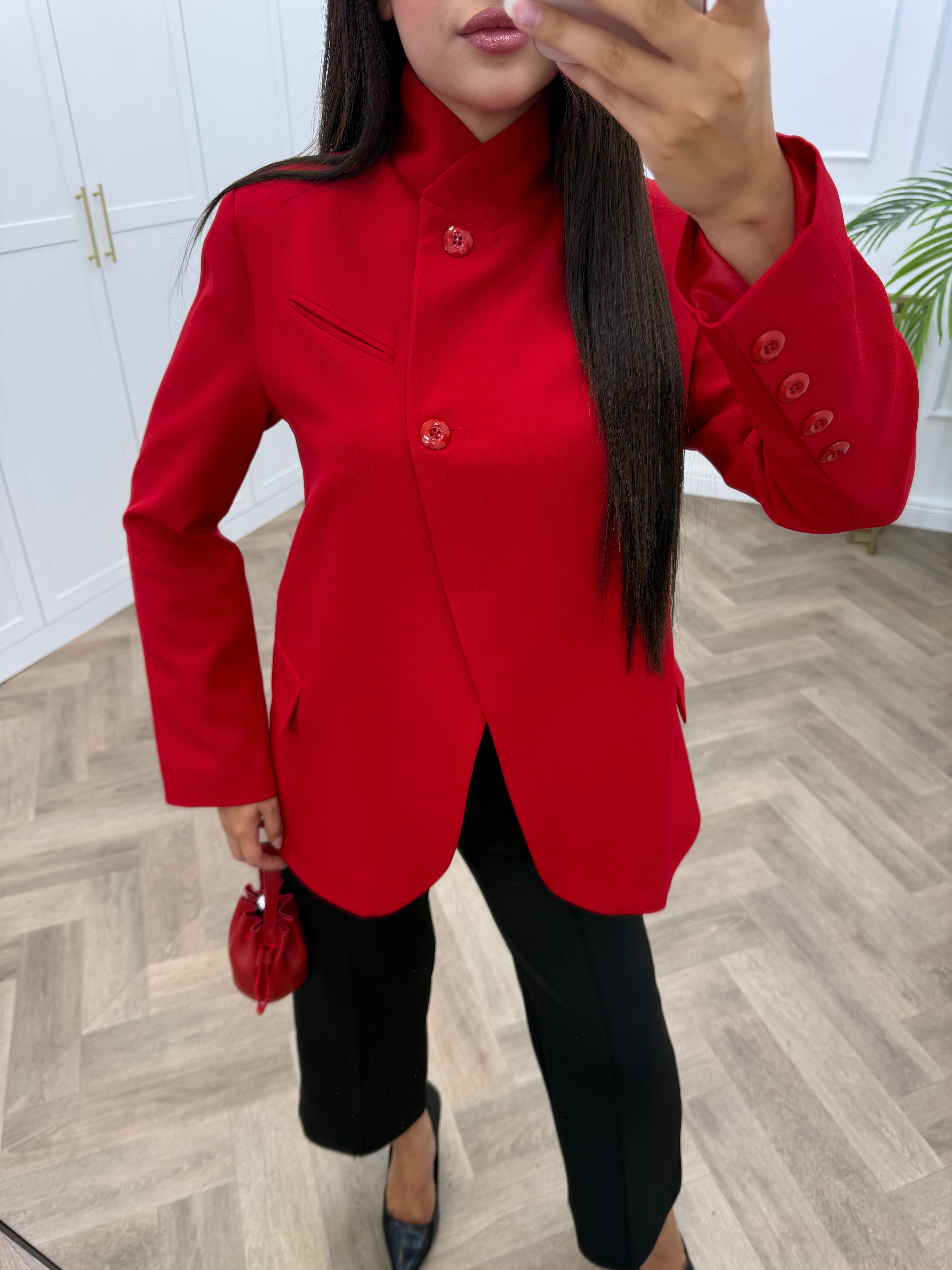 TEK DÜĞMELİ BLAZER CEKET KIRMIZI