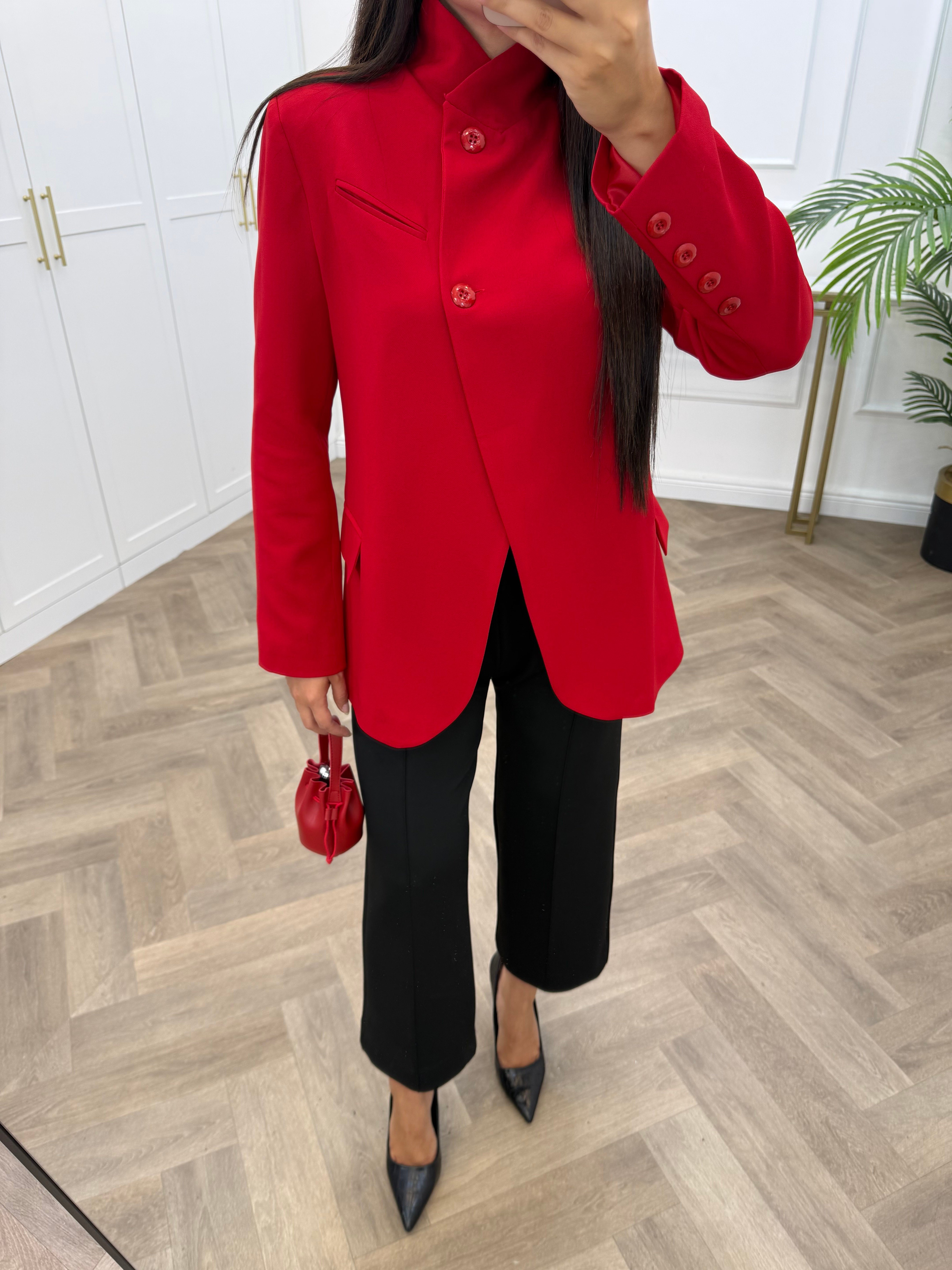 TEK DÜĞMELİ BLAZER CEKET KIRMIZI