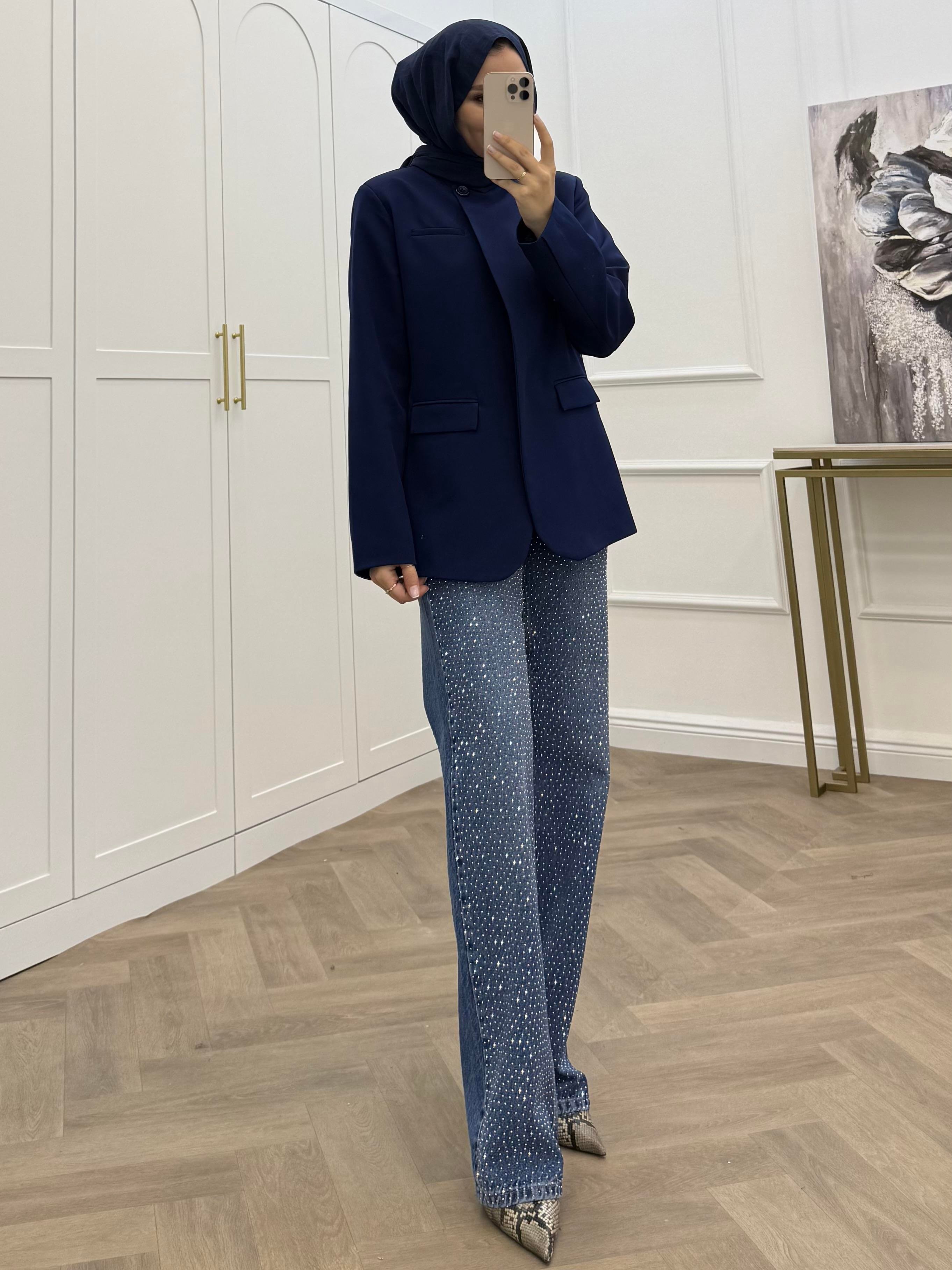 TEK DÜĞMELİ BLAZER CEKET LACİVERT