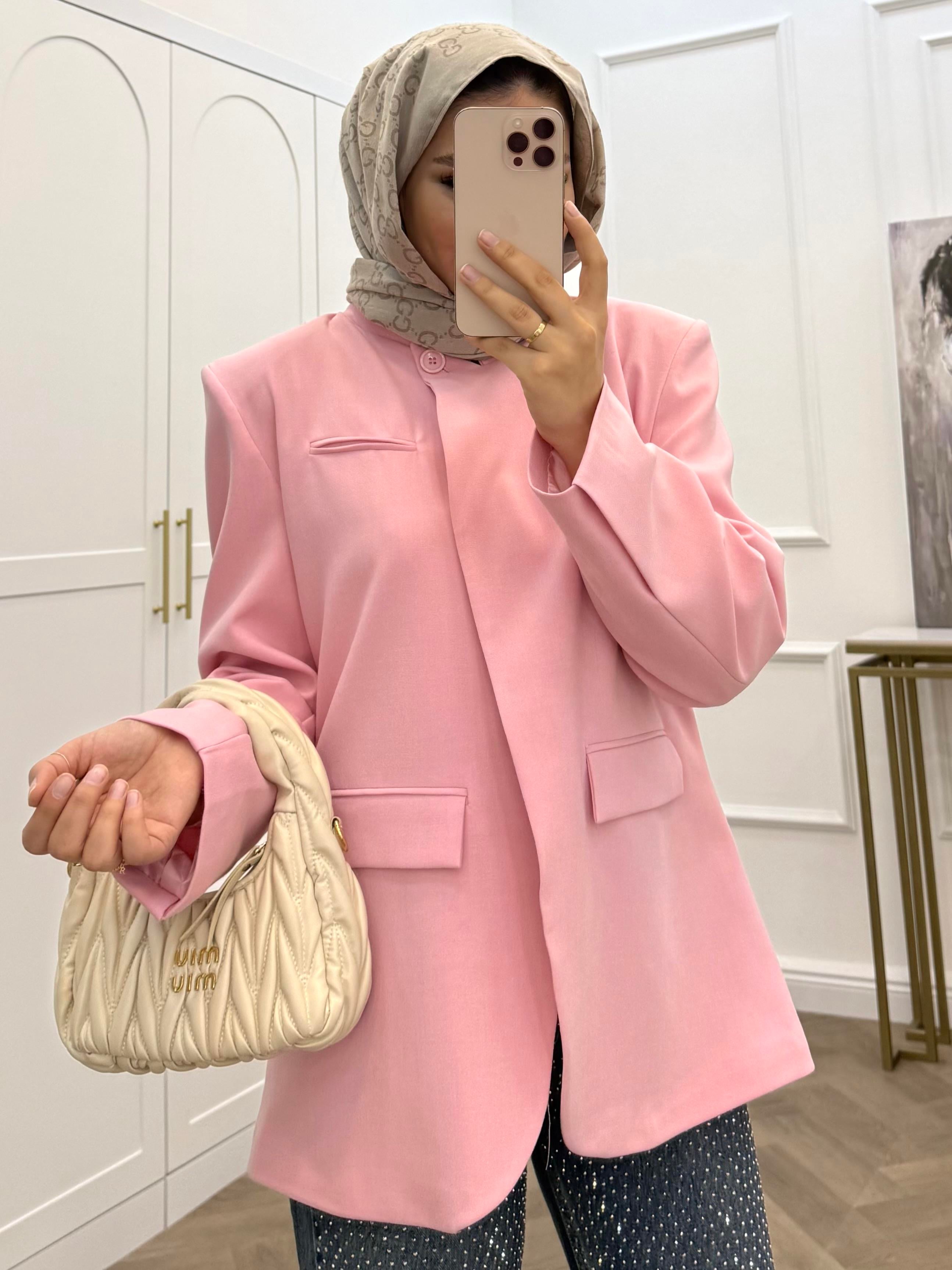 TEK DÜĞMELİ BLAZER CEKET PEMBE