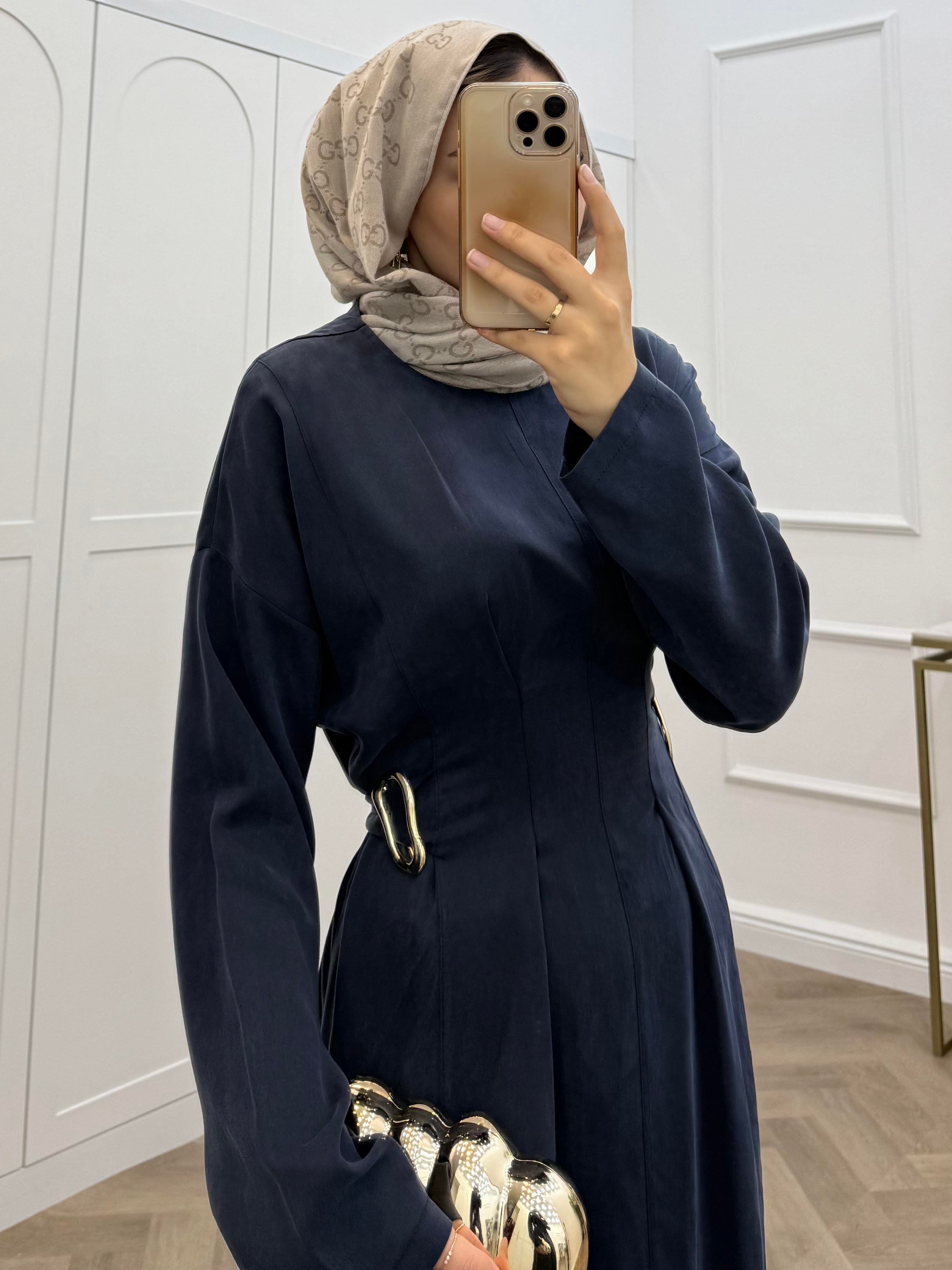 TOKALI MODAL ELBİSE LACİVERT