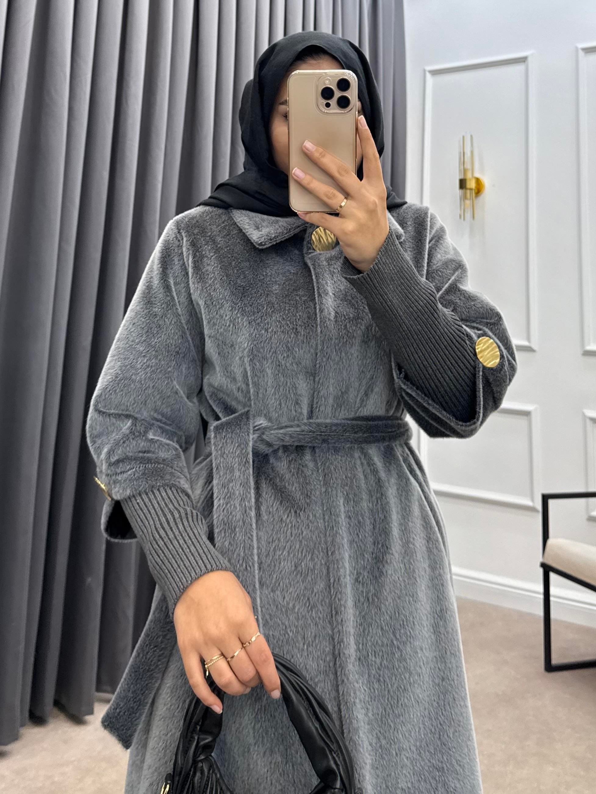 TRİKO KOL ANGORA CEKET FÜME