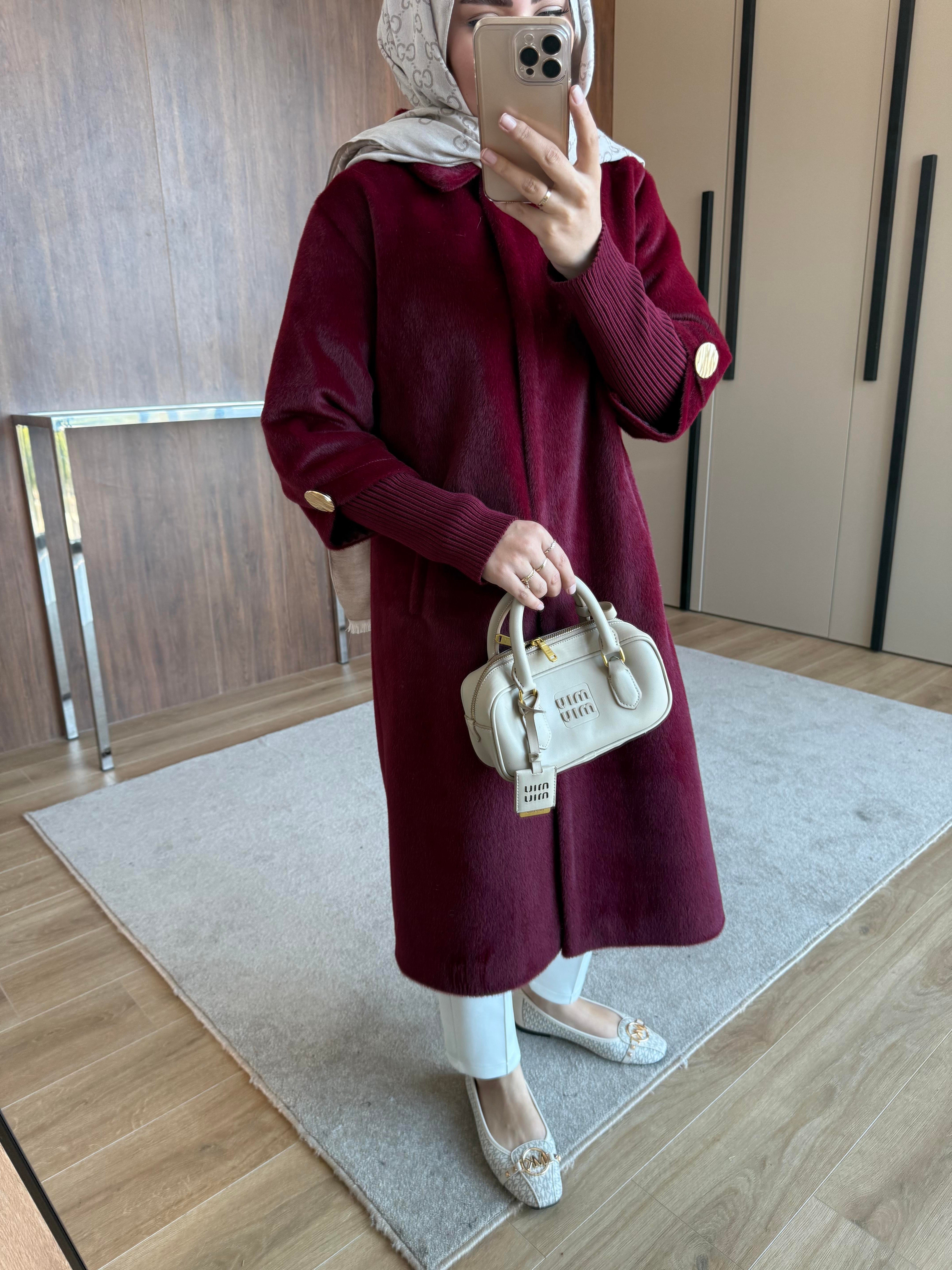 TRİKO KOL TAY TÜYÜ KÜRK  BORDO