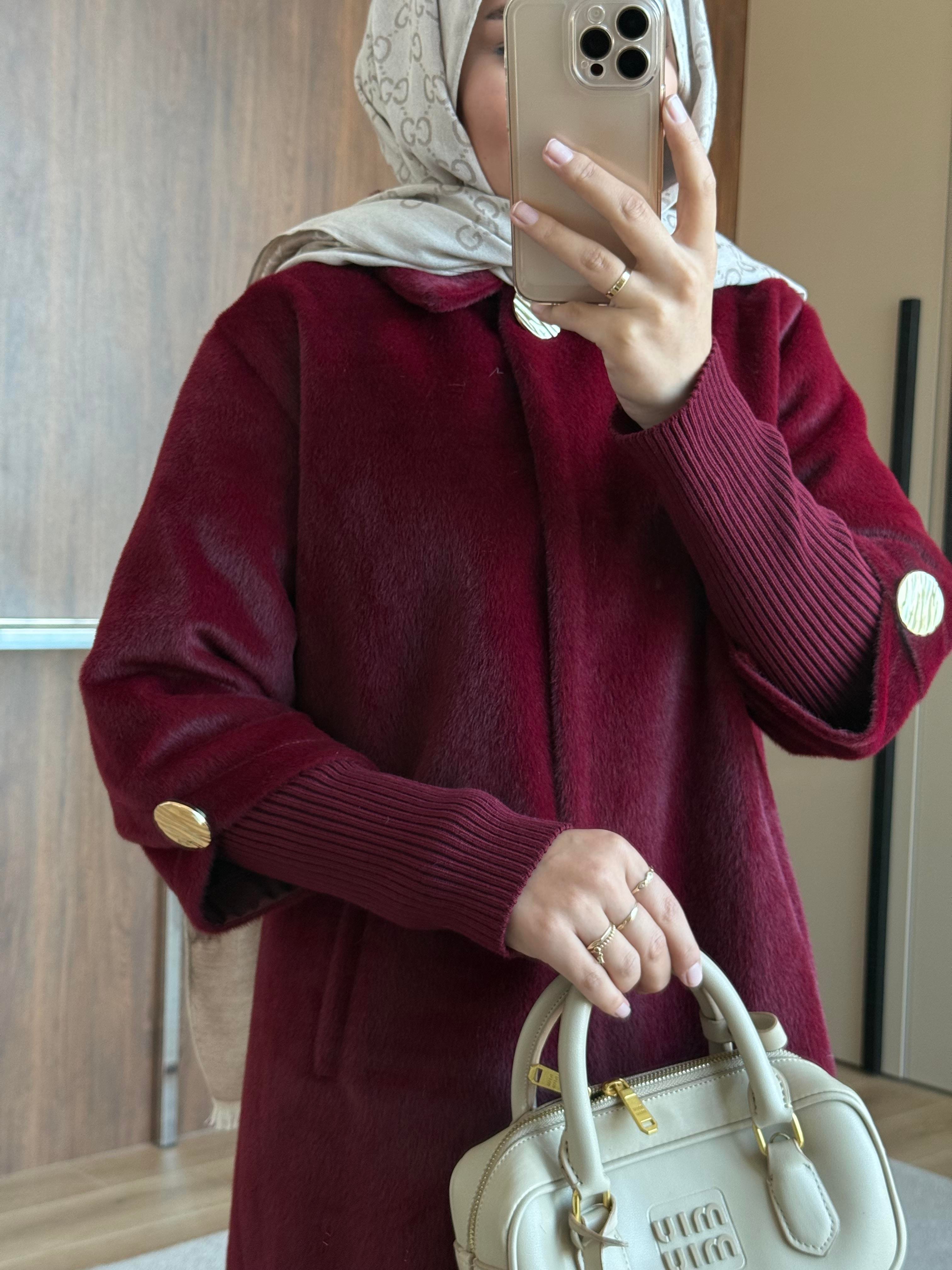 TRİKO KOL TAY TÜYÜ KÜRK  BORDO