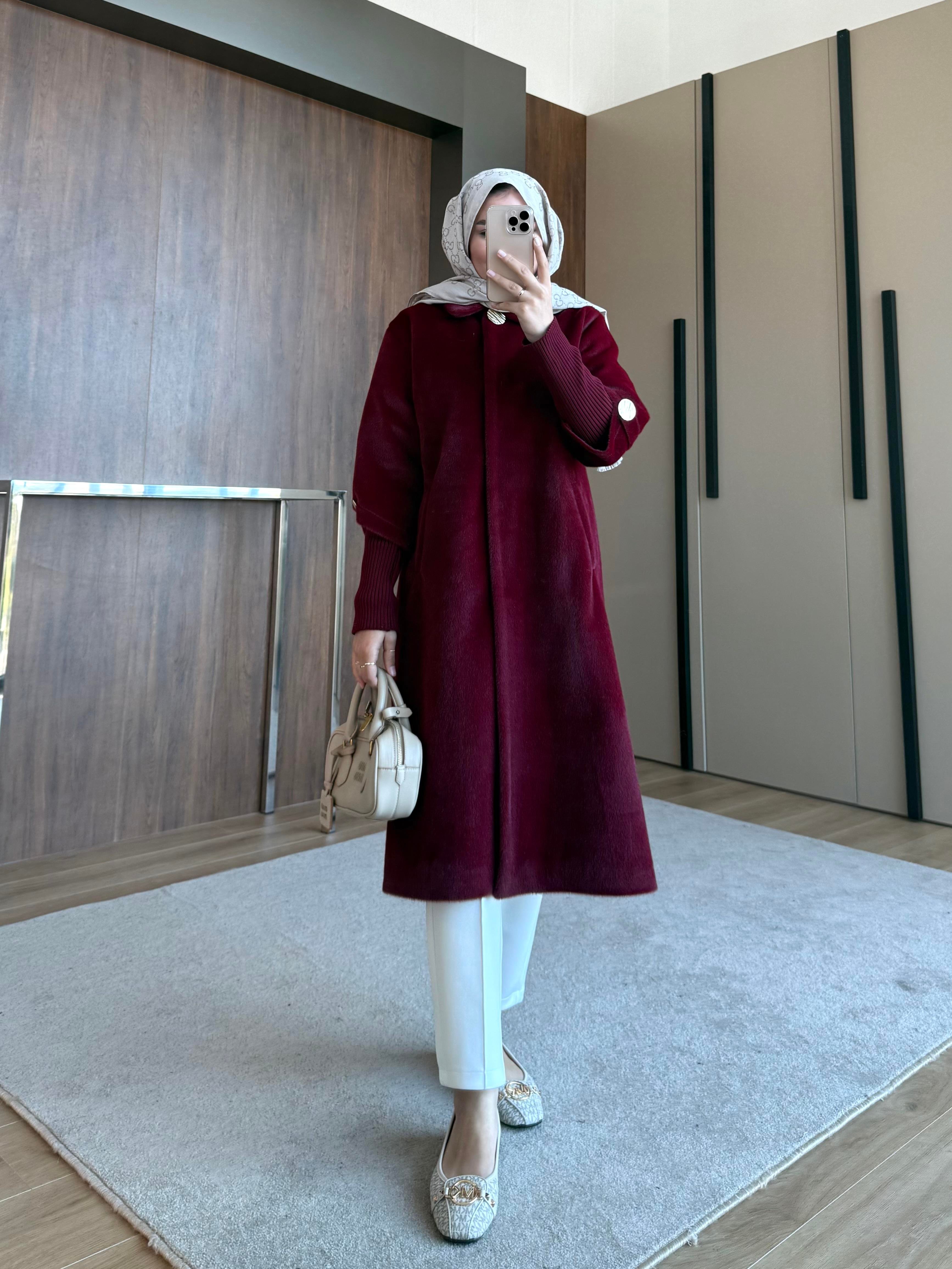 TRİKO KOL TAY TÜYÜ KÜRK  BORDO