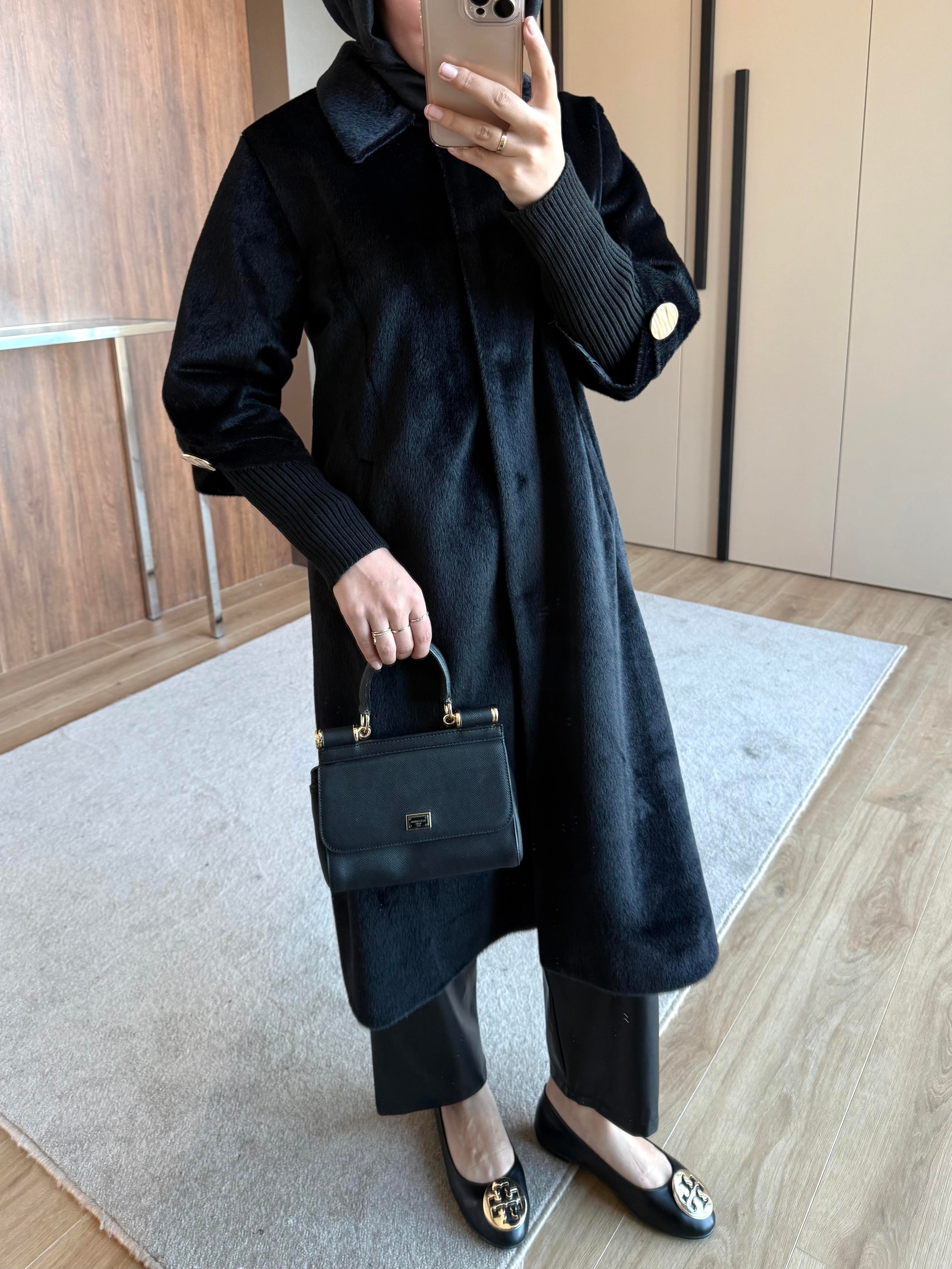 TRİKO KOL TAY TÜYÜ KÜRK SİYAH