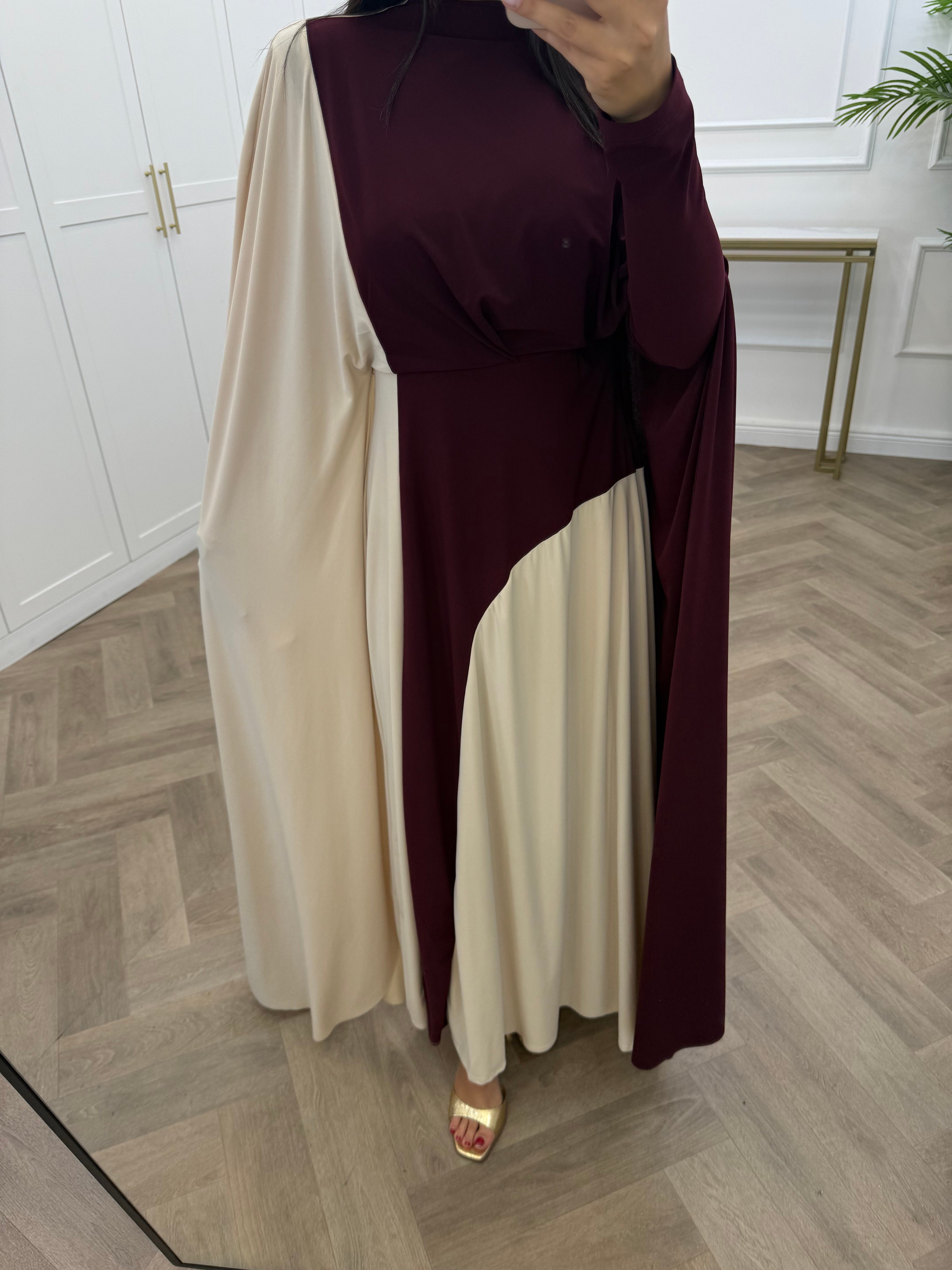 TUANA BLOKLU SANDY ELBİSE BORDO