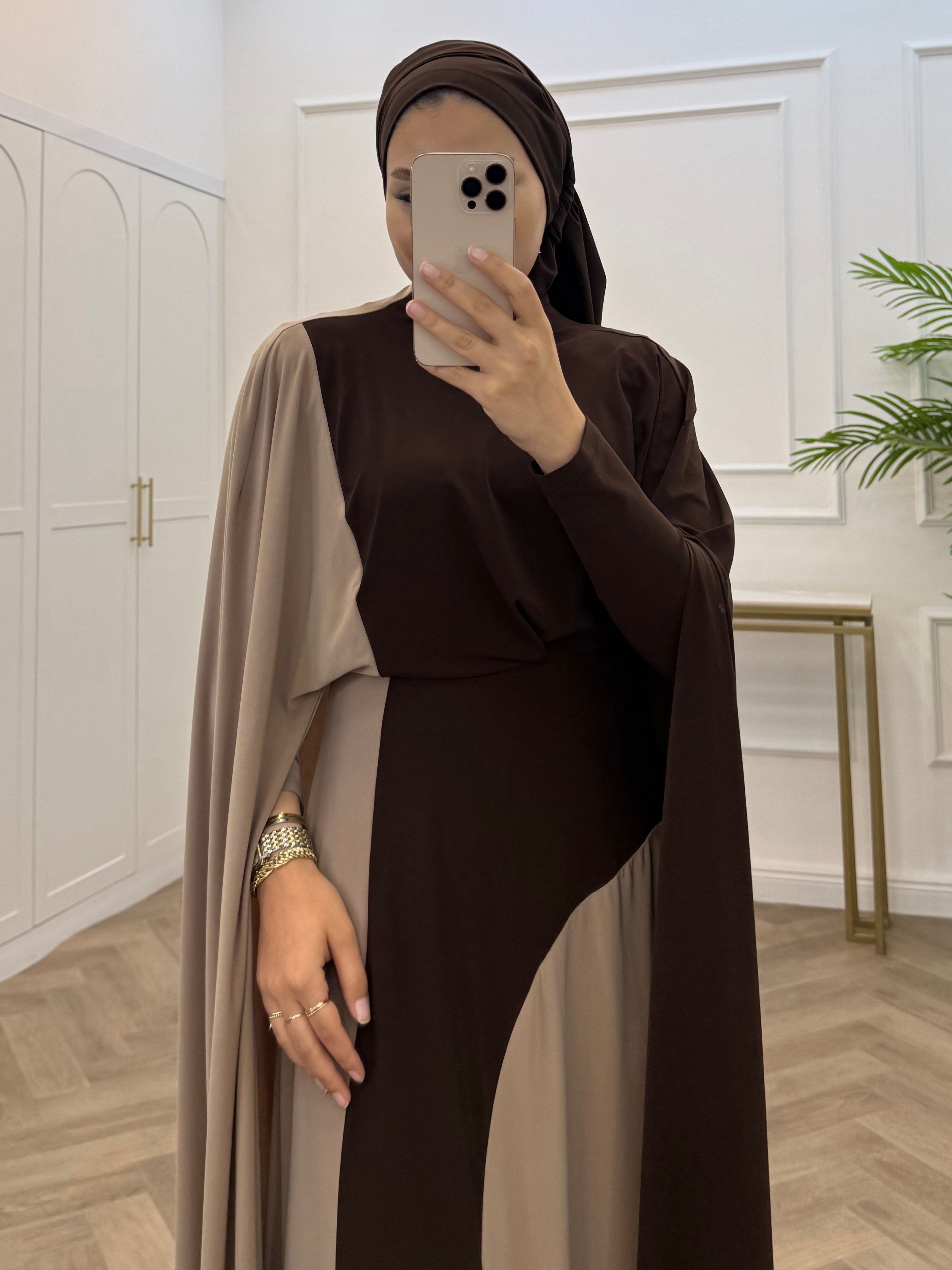 TUANA BLOKLU SANDY ELBİSE KAHVE
