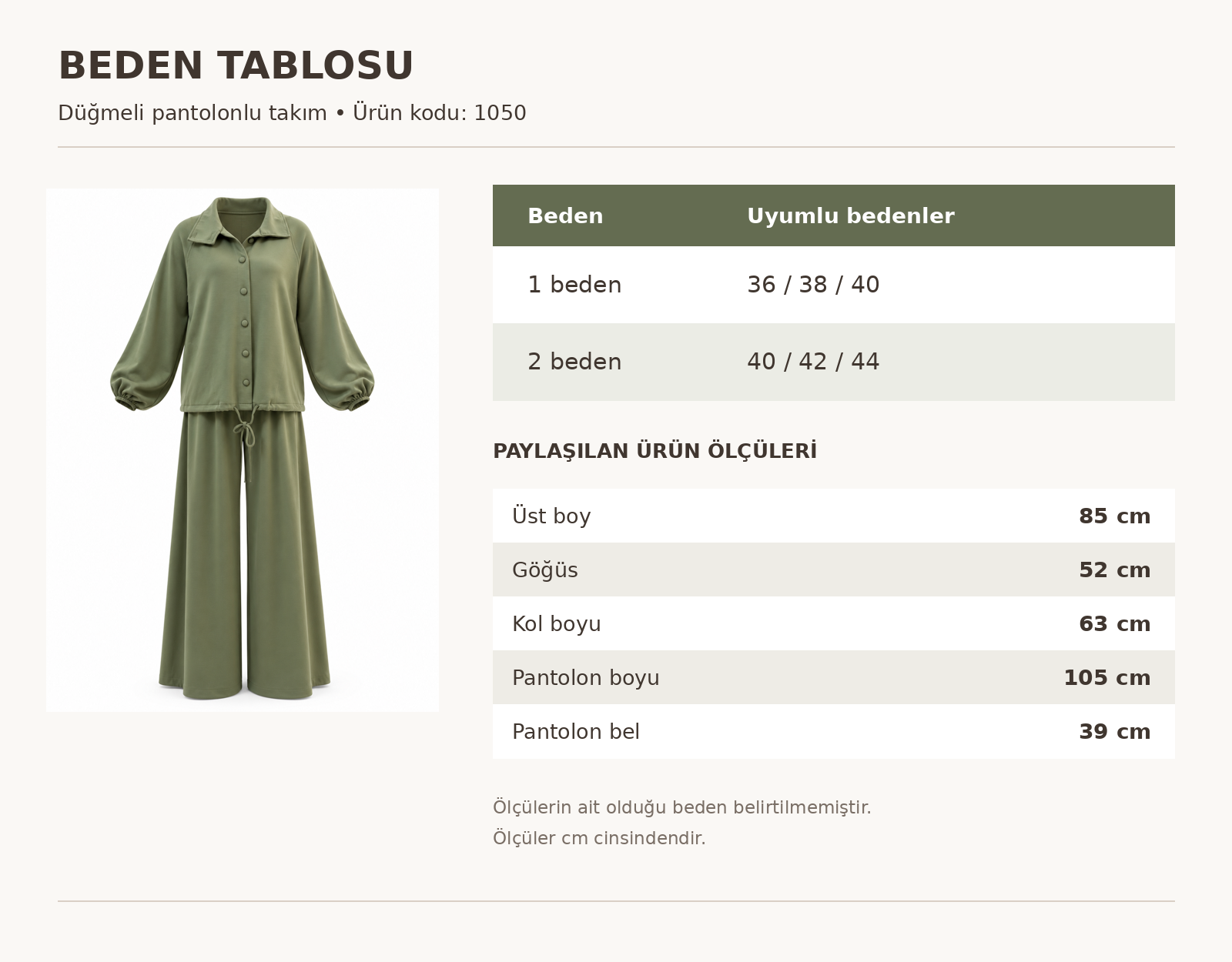 VELURE DÜĞMELİ PANTOLONLU TAKIM BEJ