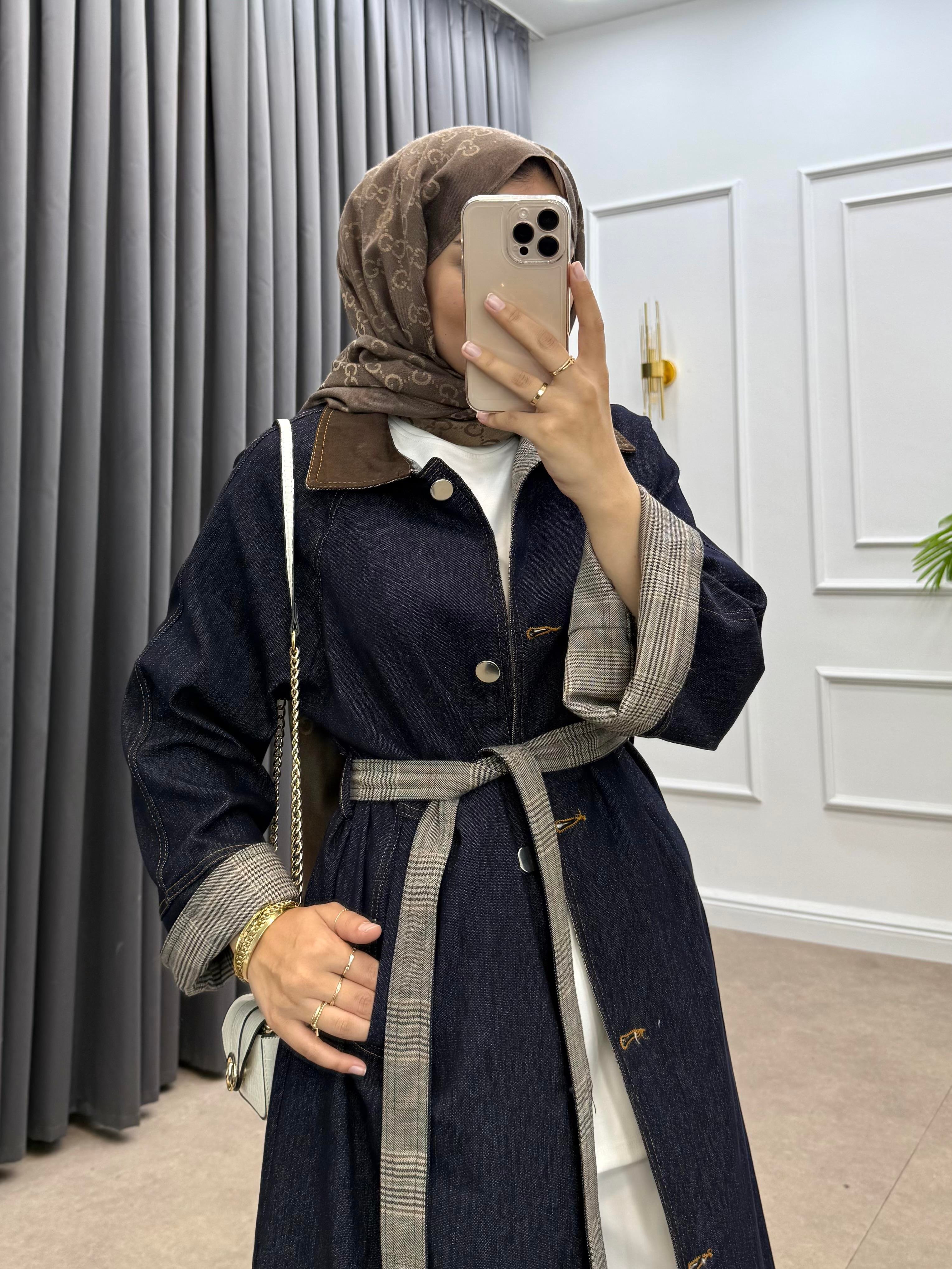 YAKASI SÜET DETAY KOT TRENÇKOT LACİVERT