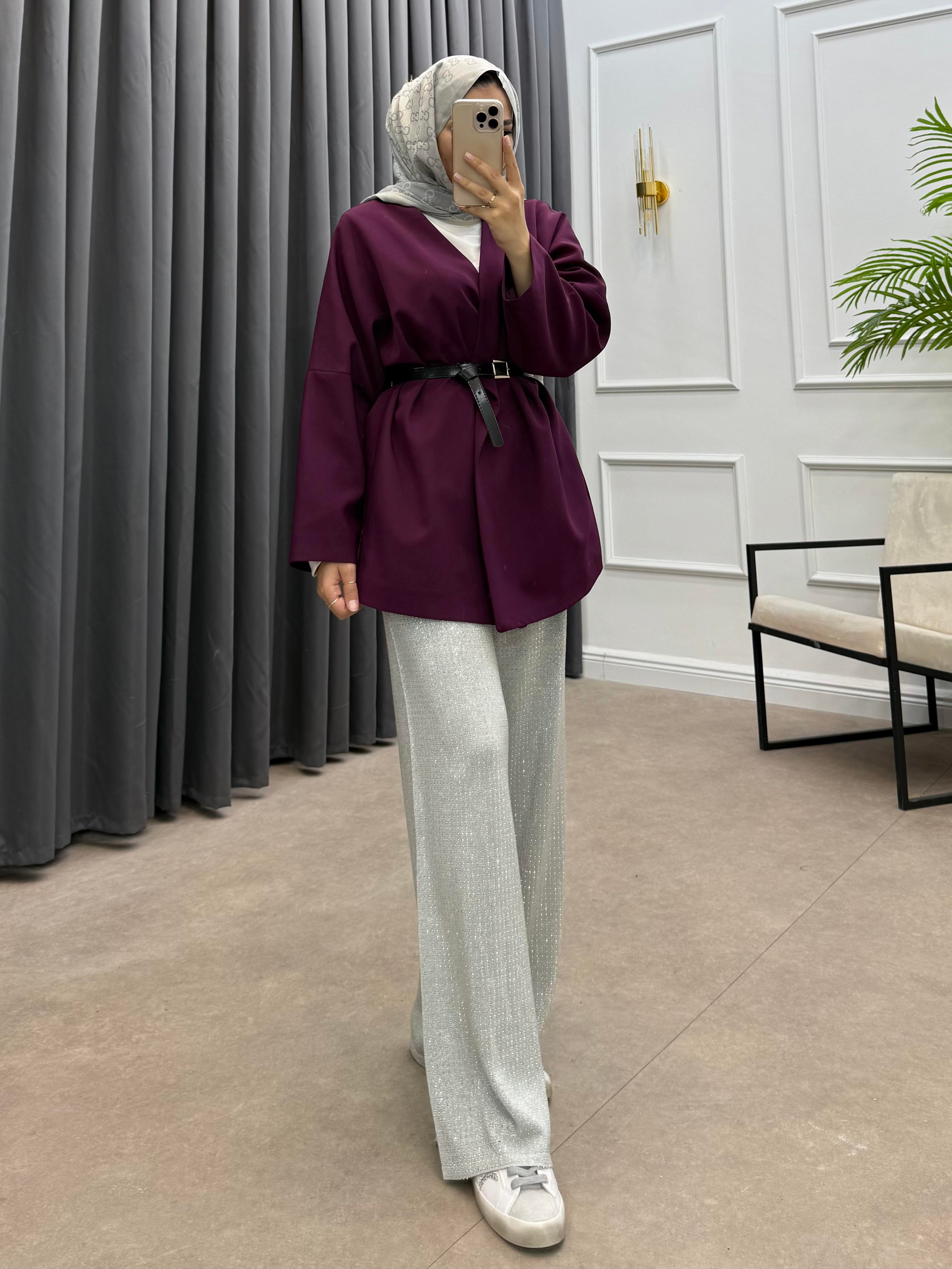 YAKASIZ KEMER DETAY CEKET MÜRDÜM