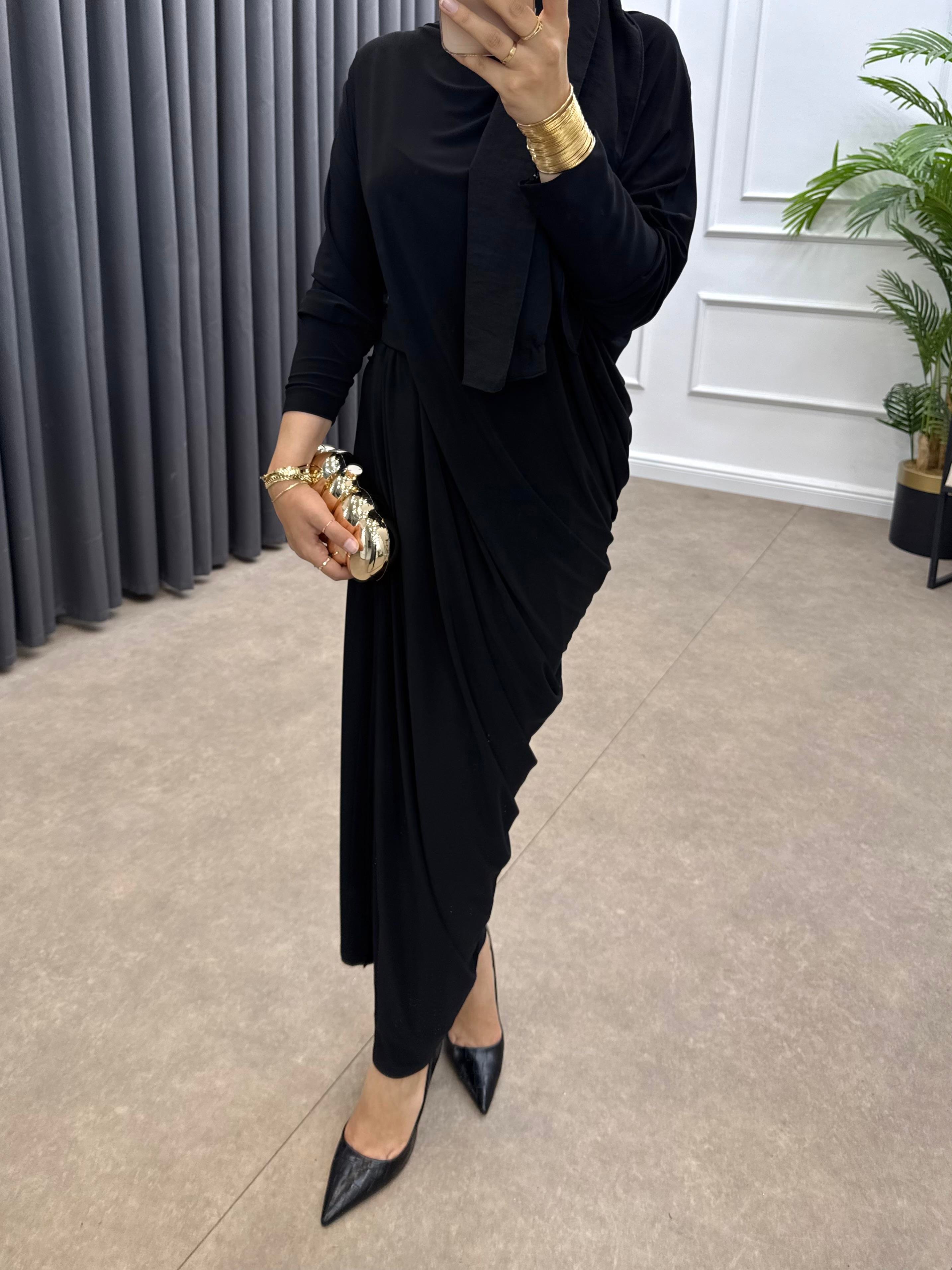 YARASA KOL SANDY ELBİSE SİYAH