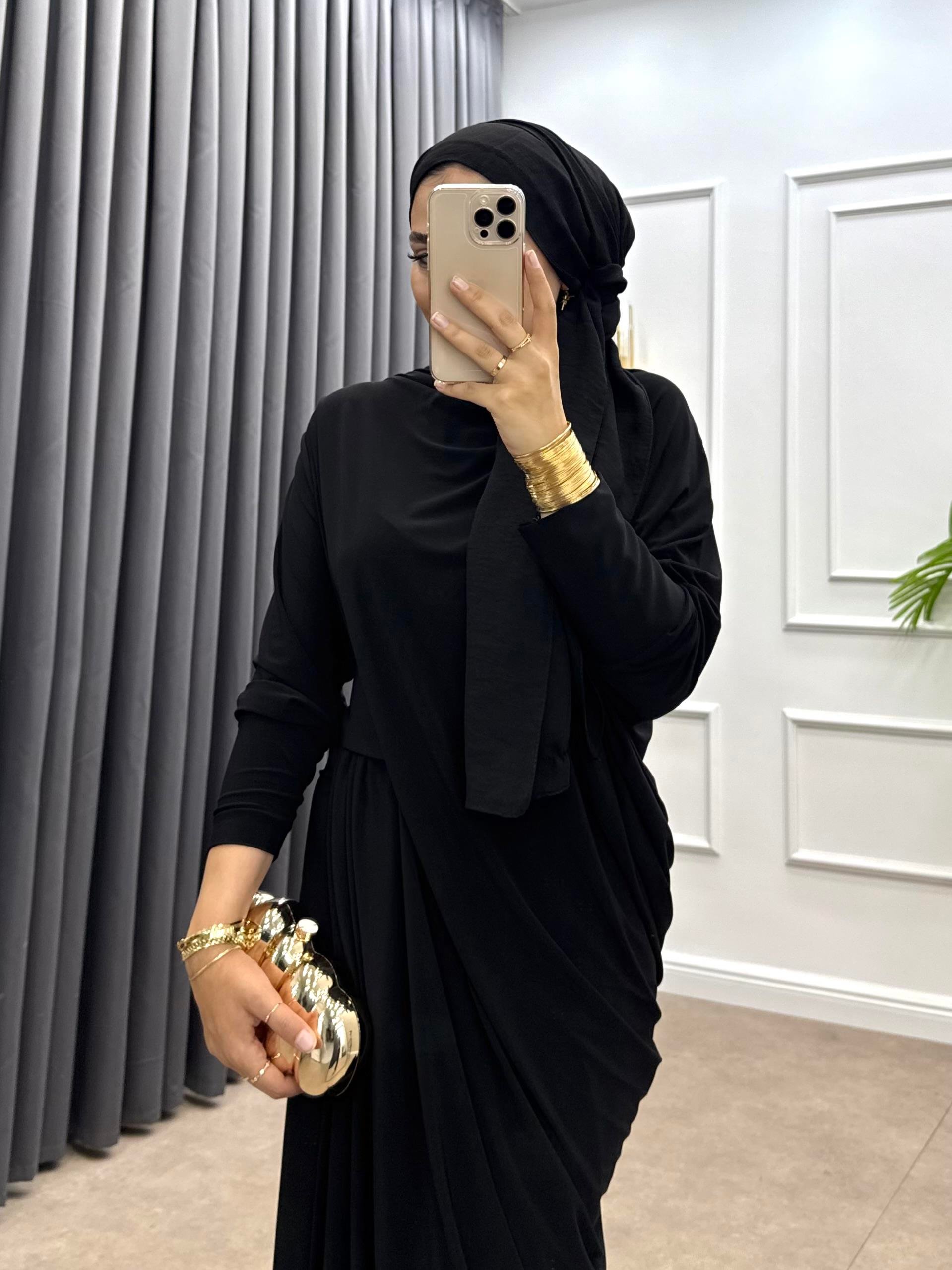 YARASA KOL SANDY ELBİSE SİYAH