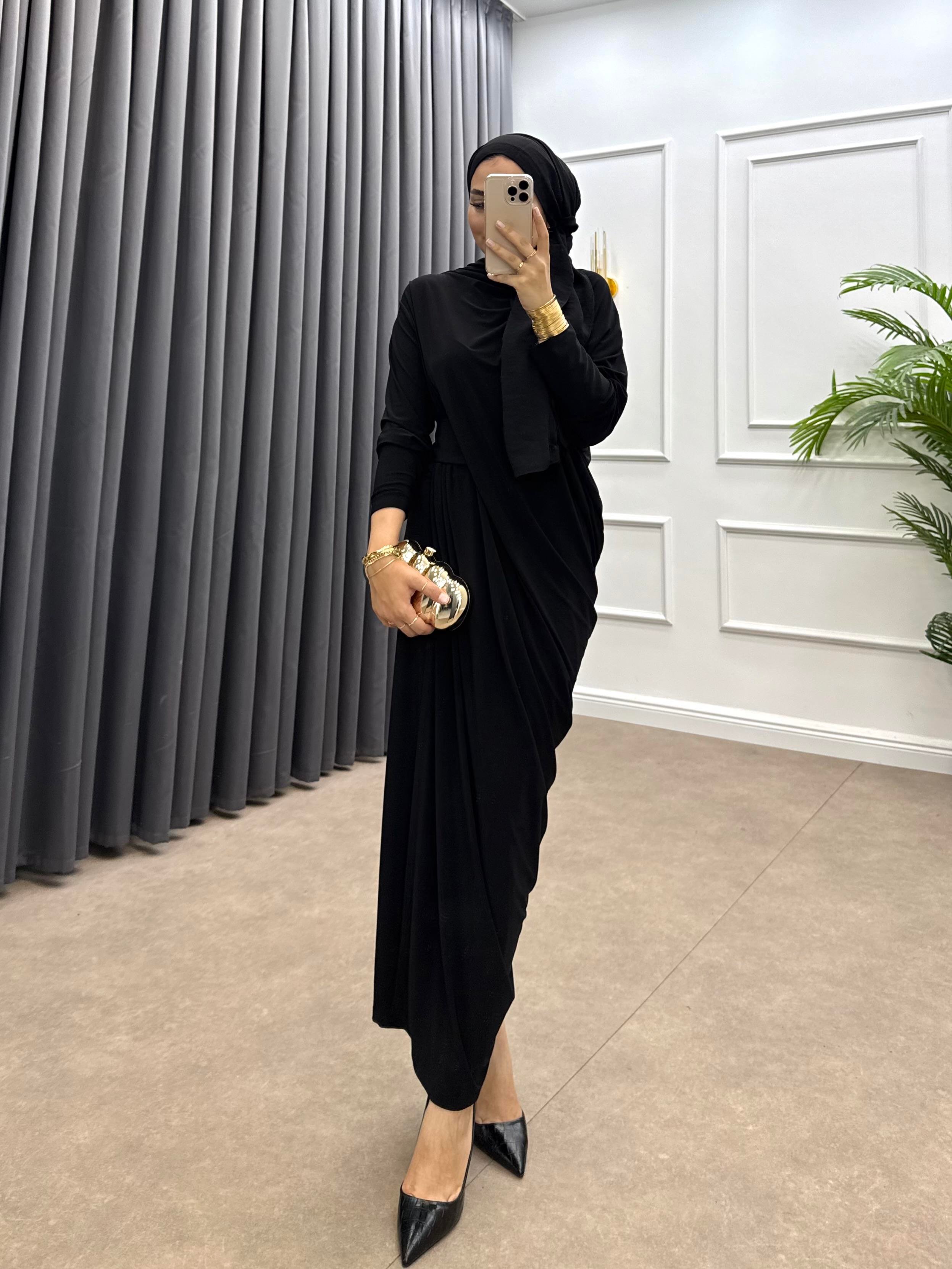 YARASA KOL SANDY ELBİSE SİYAH