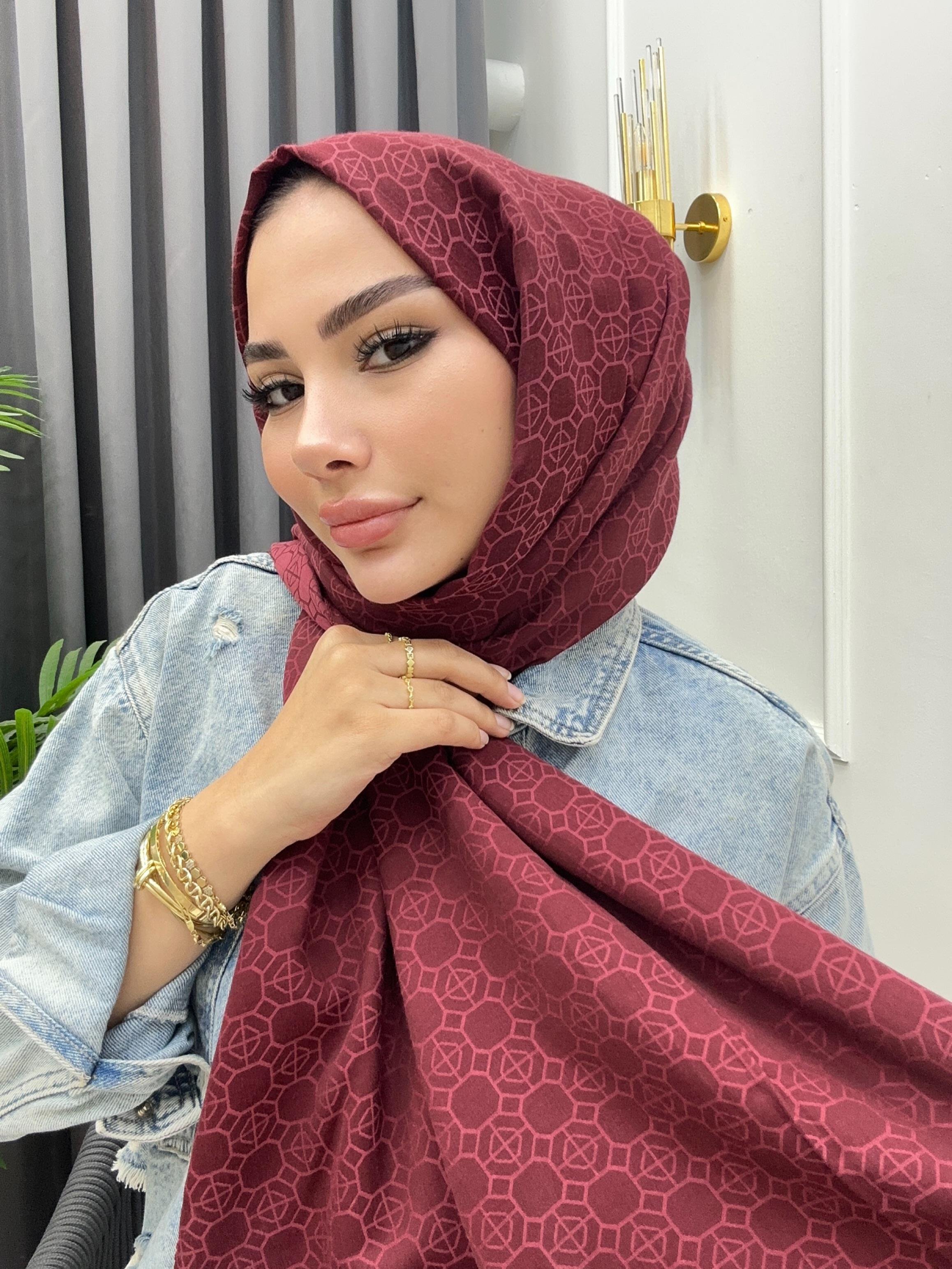 YAZ ESİNTİSİ DESENLİ ŞAL BORDO