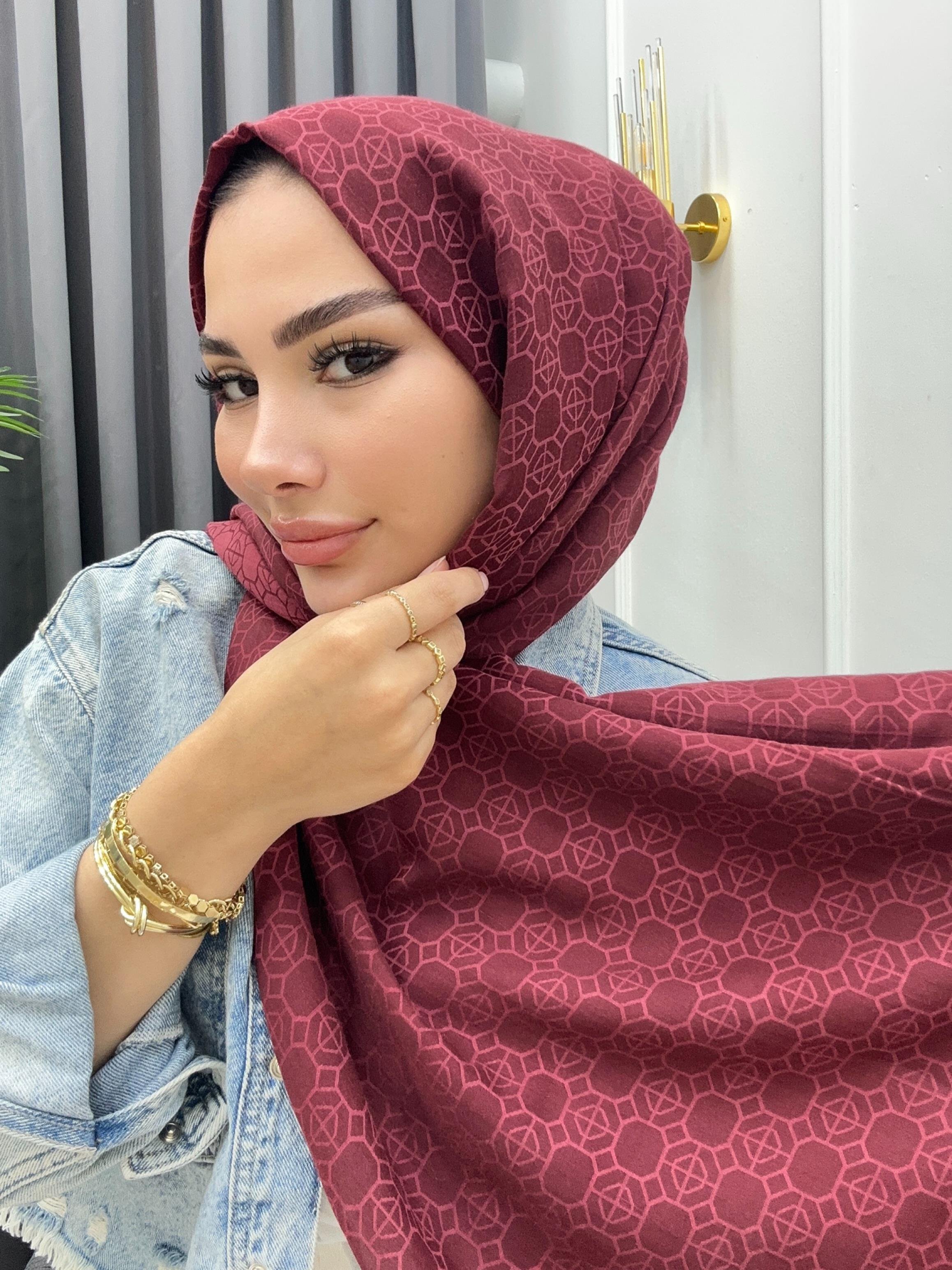 YAZ ESİNTİSİ DESENLİ ŞAL BORDO