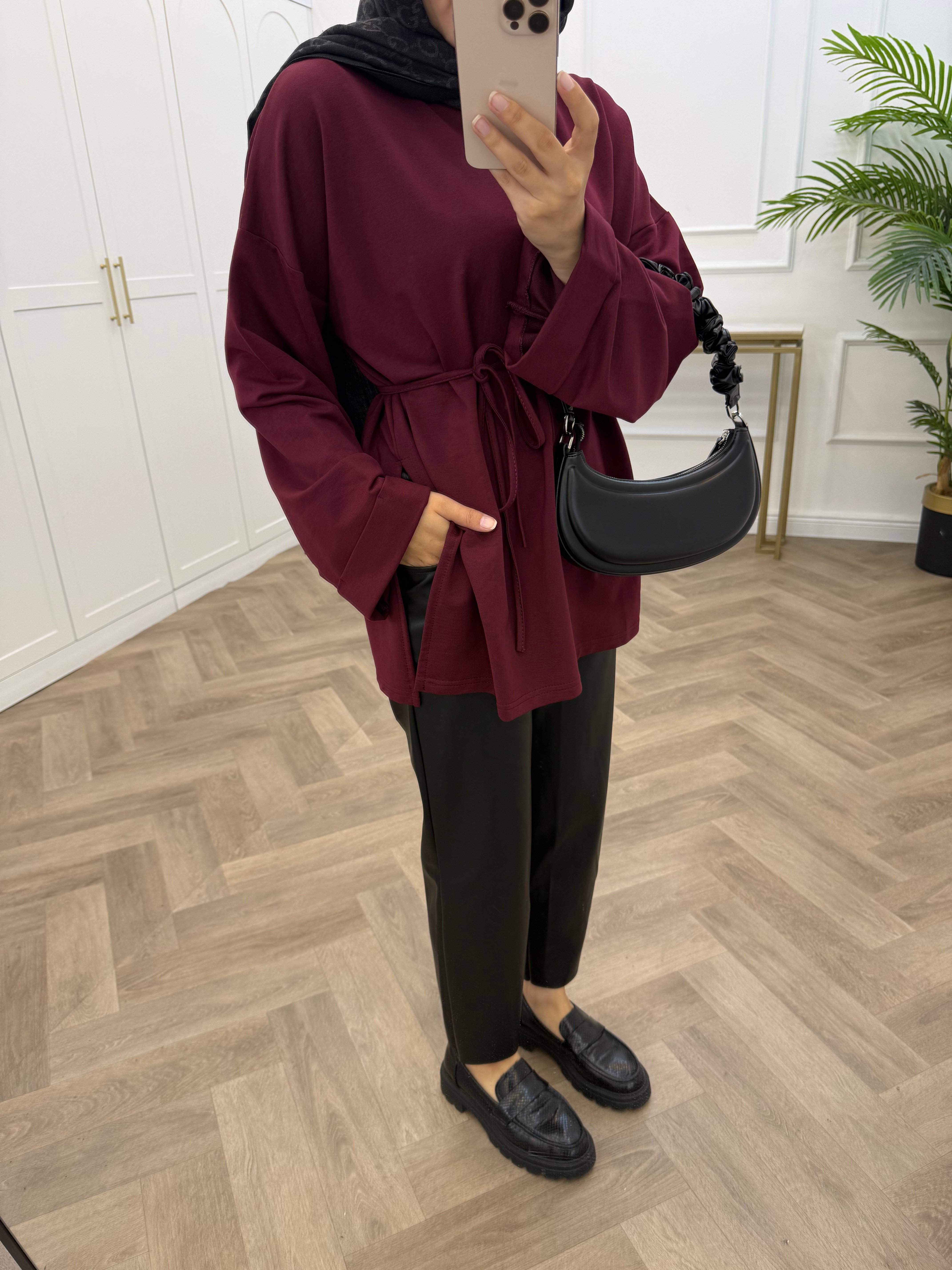 YIRTMAÇLI BLUZ BORDO