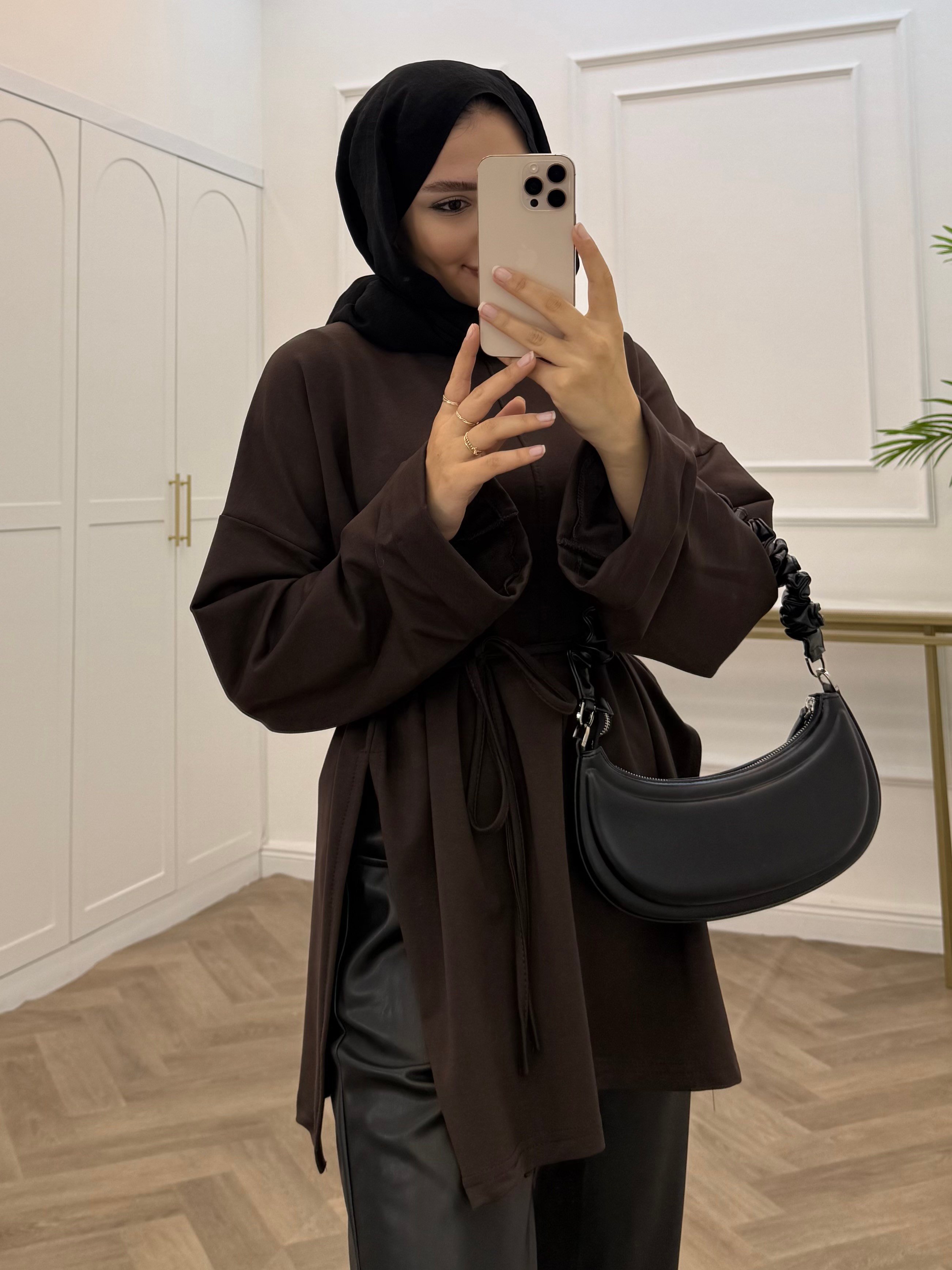 YIRTMAÇLI BLUZ KAHVE