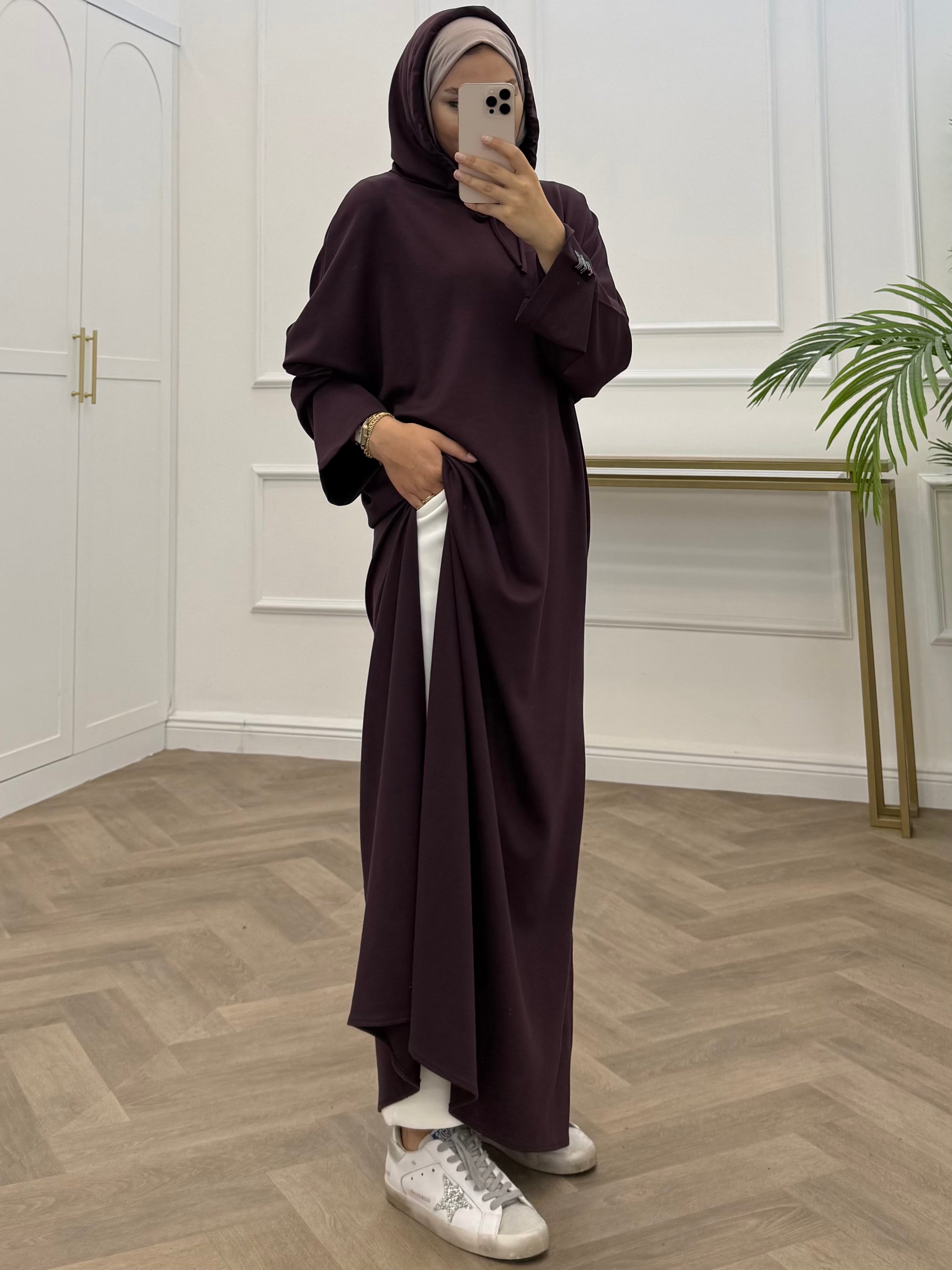 YIRTMAÇLI UZUN SWEAT ELBİSE BORDO