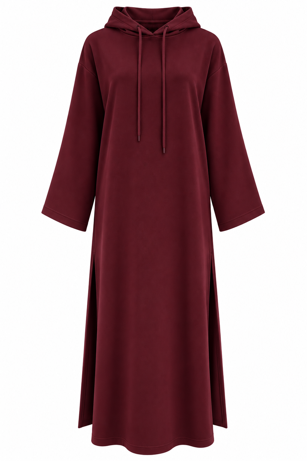 YIRTMAÇLI UZUN SWEAT ELBİSE BORDO