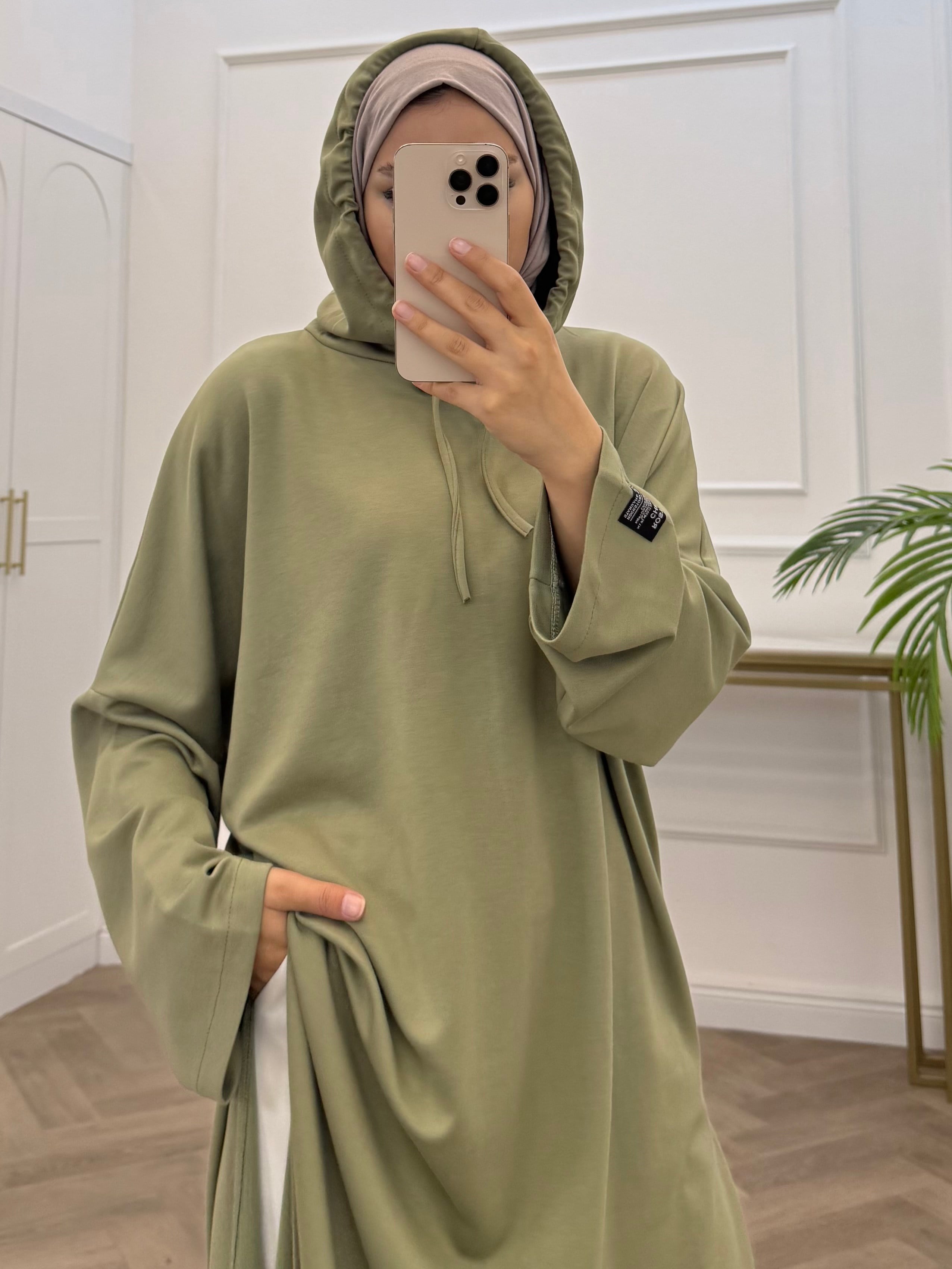 YIRTMAÇLI UZUN SWEAT ELBİSE MİNT