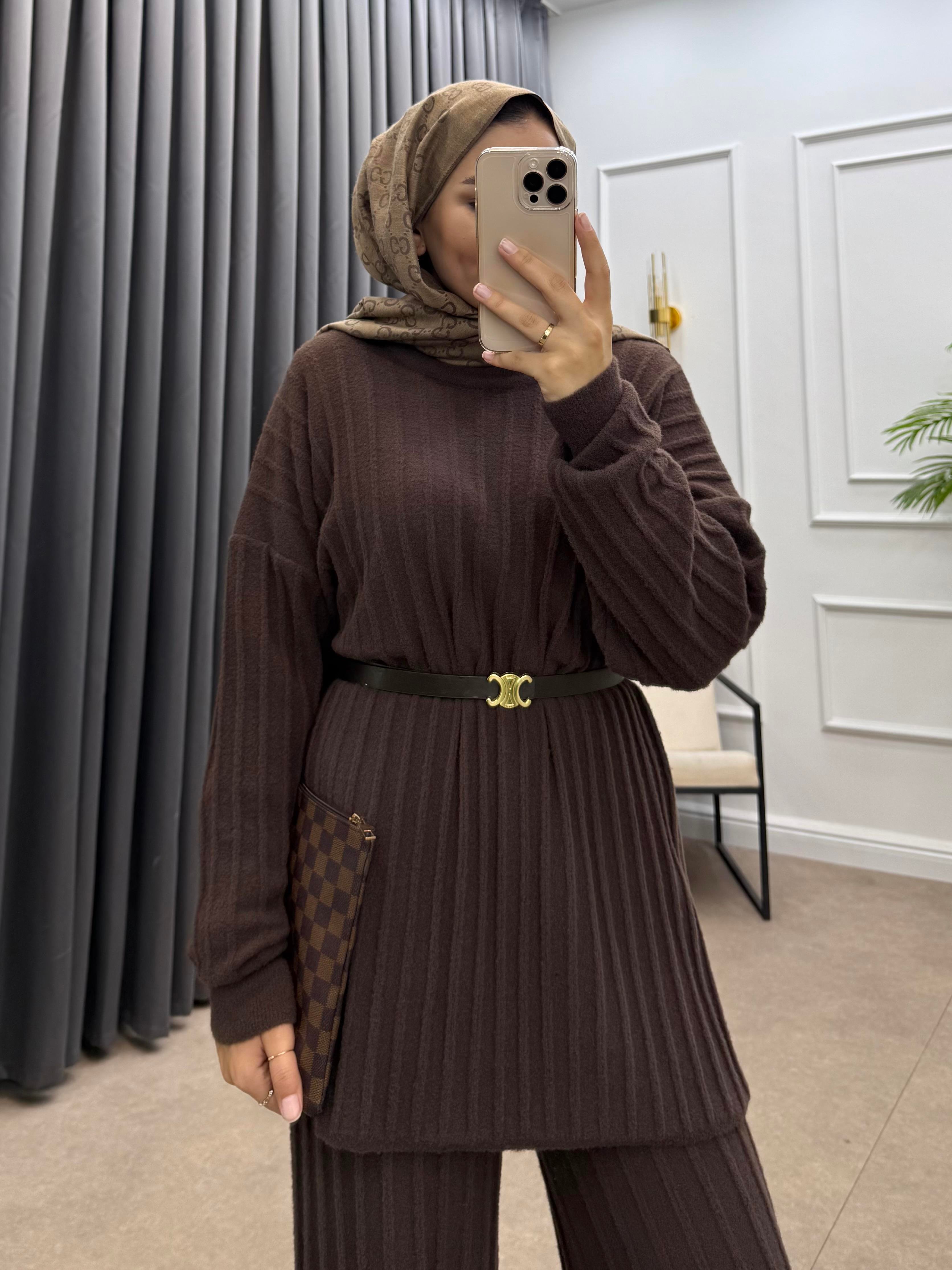 YUMOŞ PANTOLONLU TAKIM KAHVE