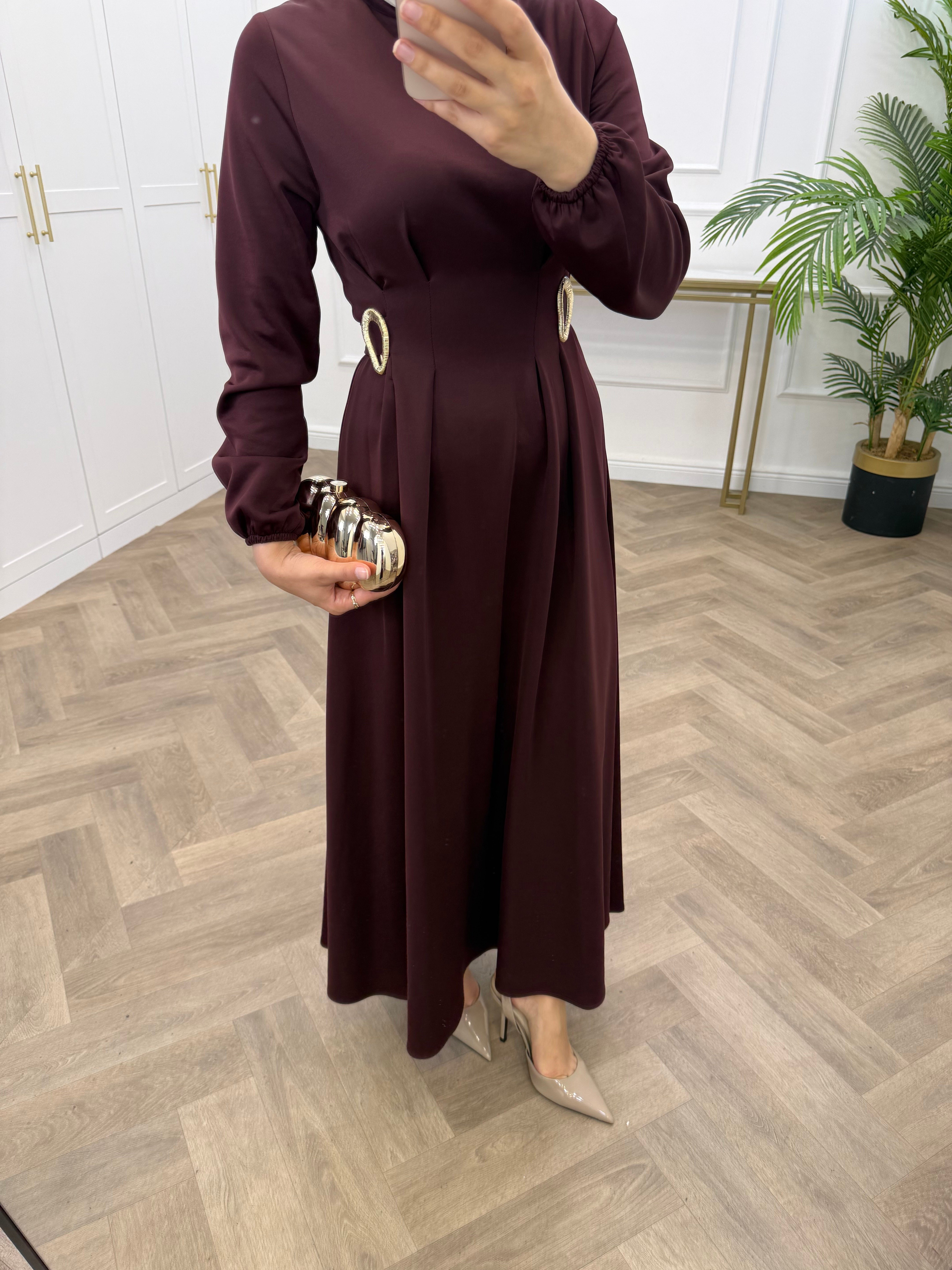 YUSRA SCUBA ELBİSE BORDO